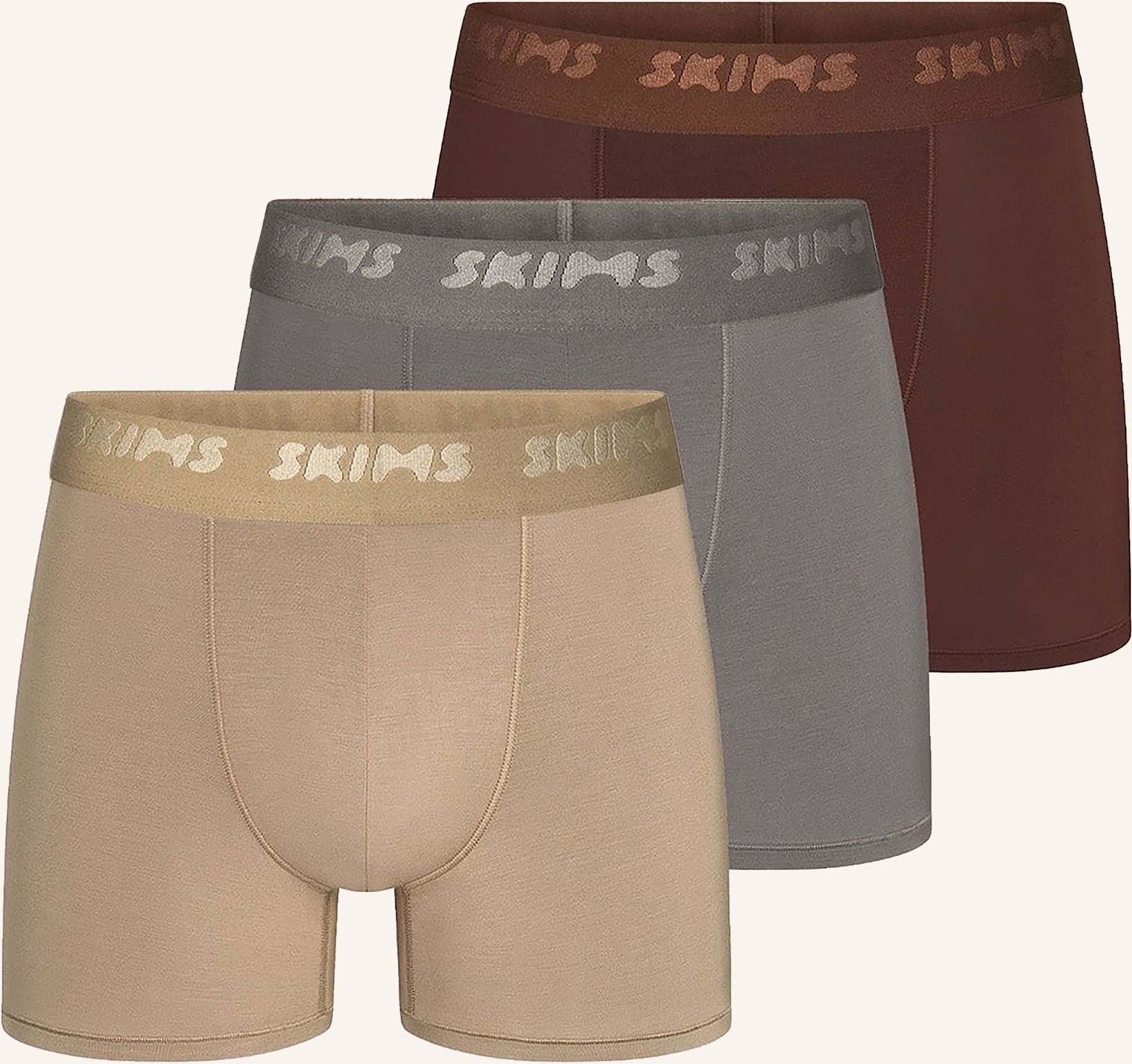 Skims 3er-Pack Boxershorts Skims Stretch braun