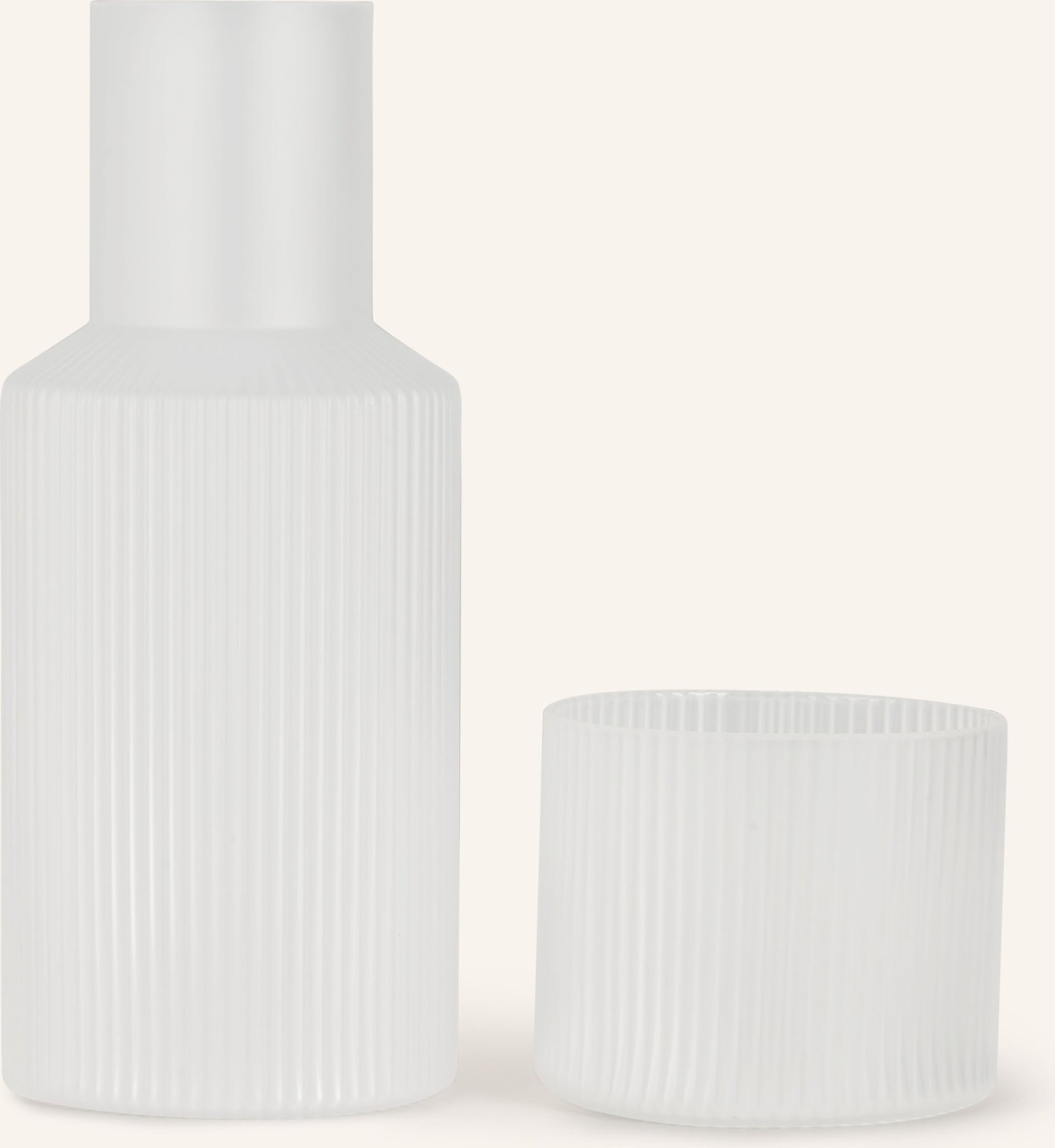 Ferm Living Set Ripple Small: Karaffe Und Glas weiss