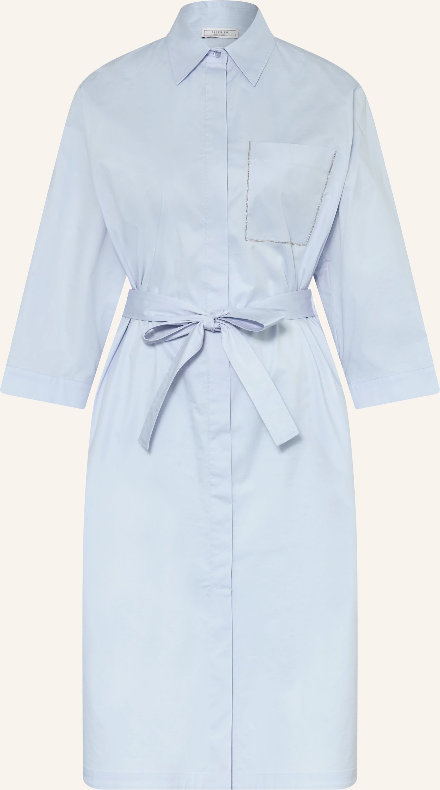 Peserico Hemdblusenkleid Mit Schmucksteinen Und 3/4-Arm blau