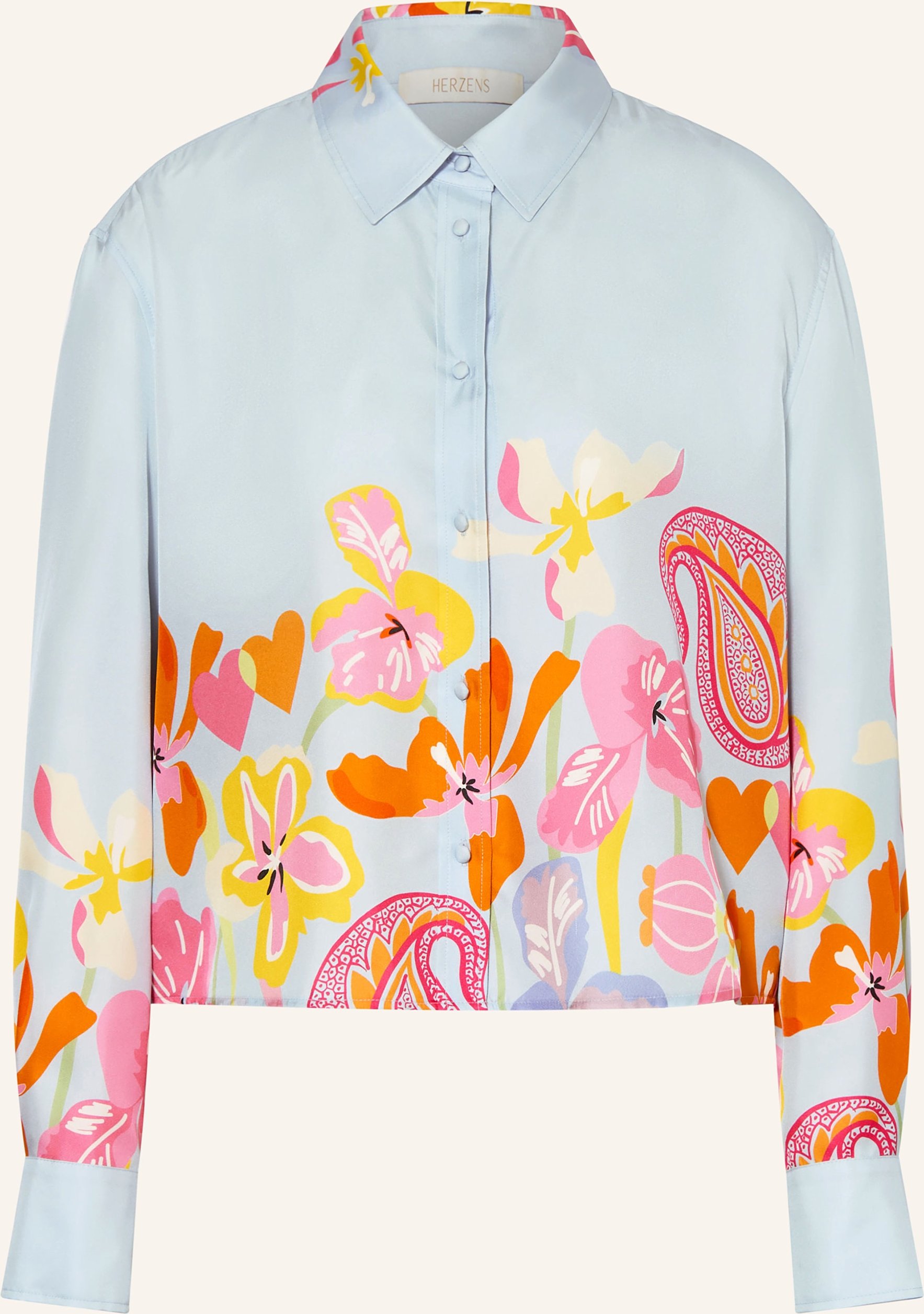 Herzens Hemdbluse Aus Seide blau