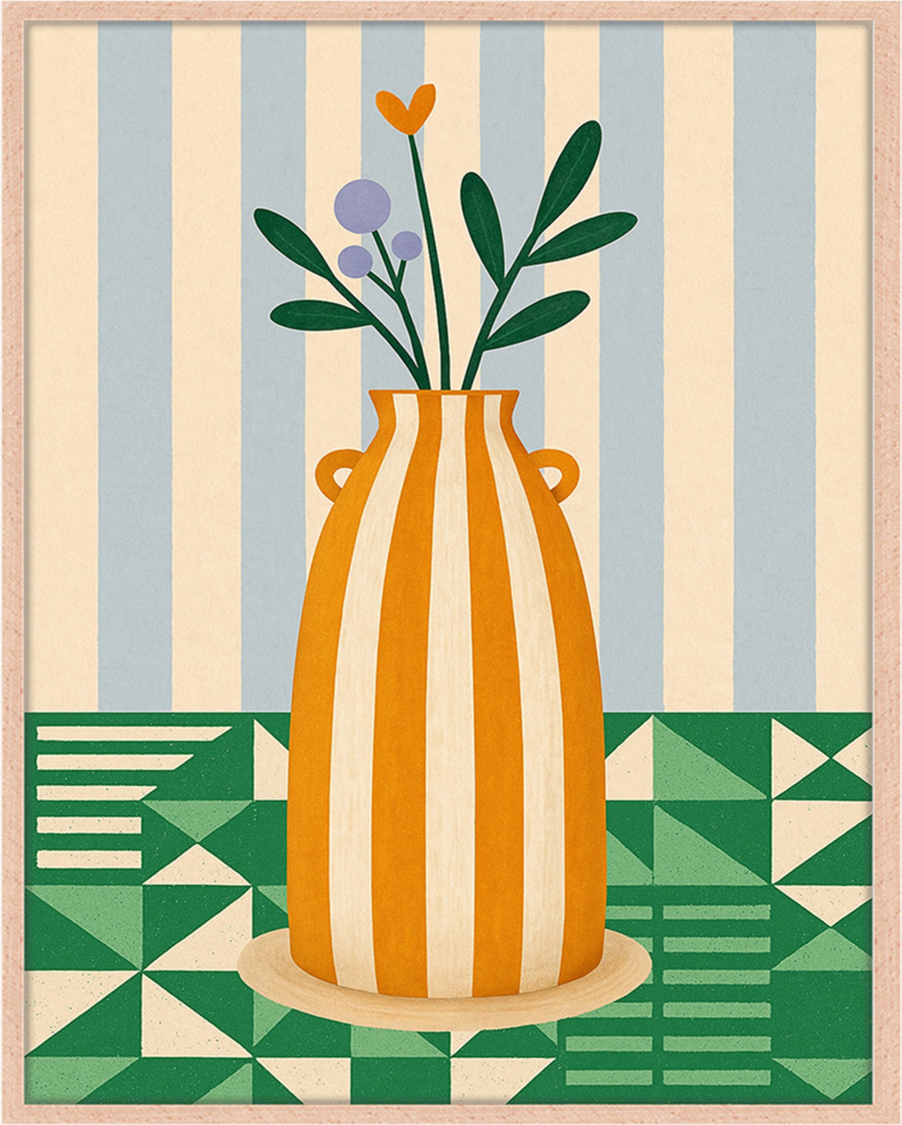 Liv Corday Wandbild Geometrisches Blühen Mit Rahmen braun