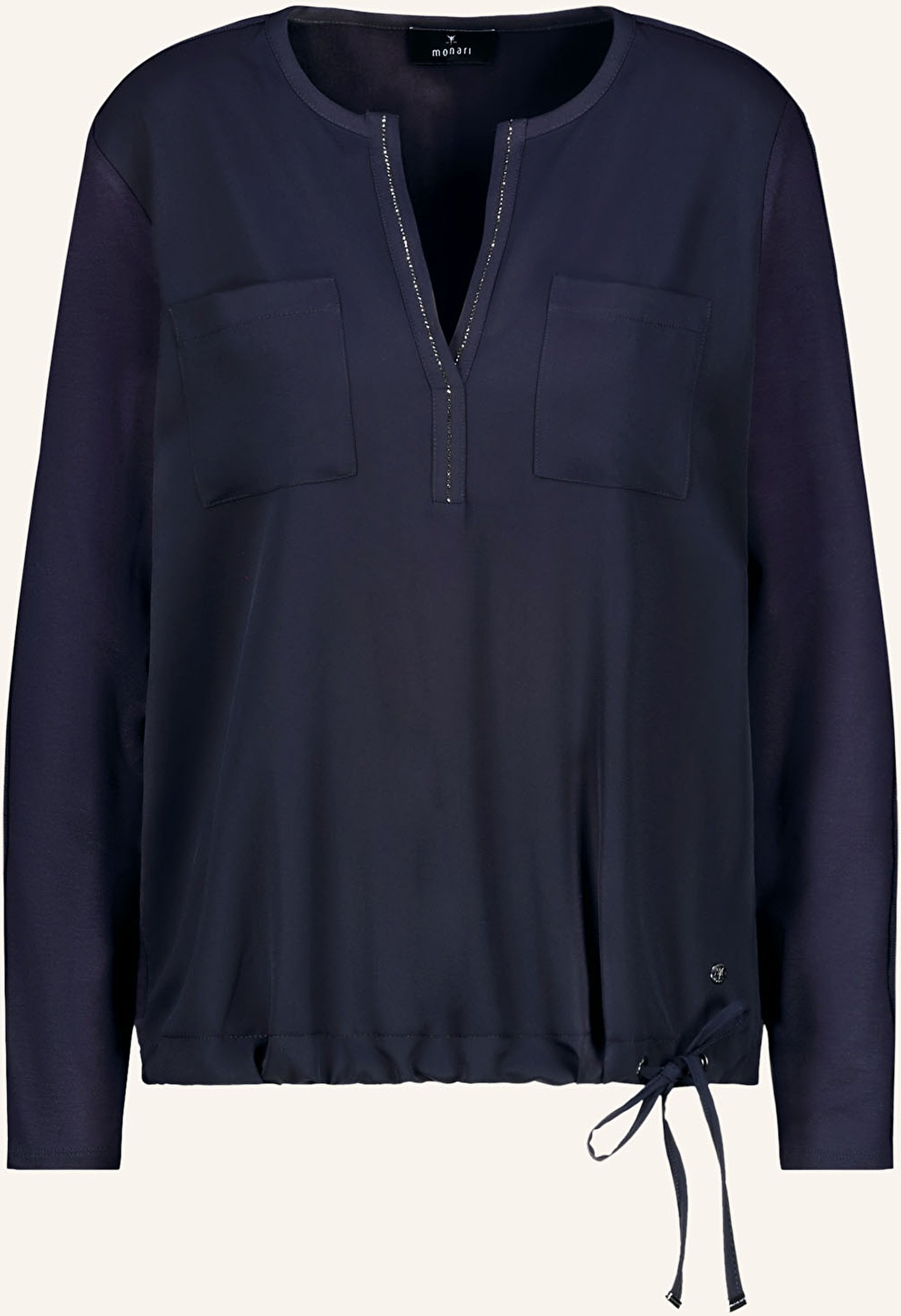 Monari Blusenshirt Im Materialmix Mit Schmucksteinen blau