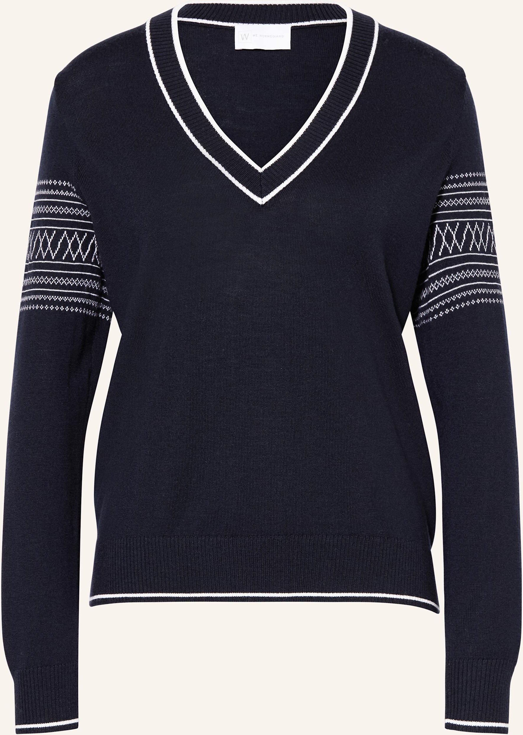 We Norwegians Pullover Signature Aus Merinowolle blau