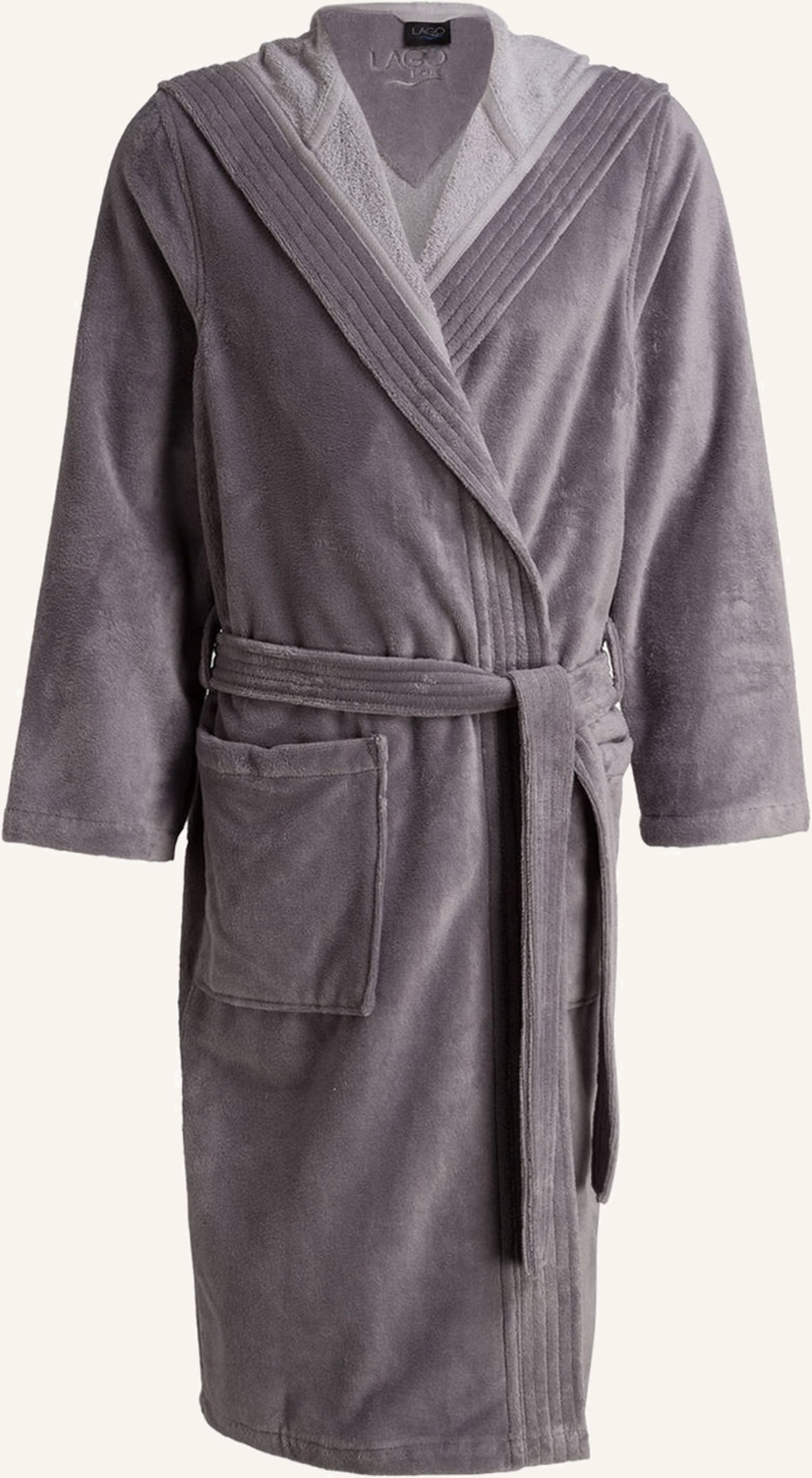 Cawö Herren-Bademantel Mit Kapuze grau