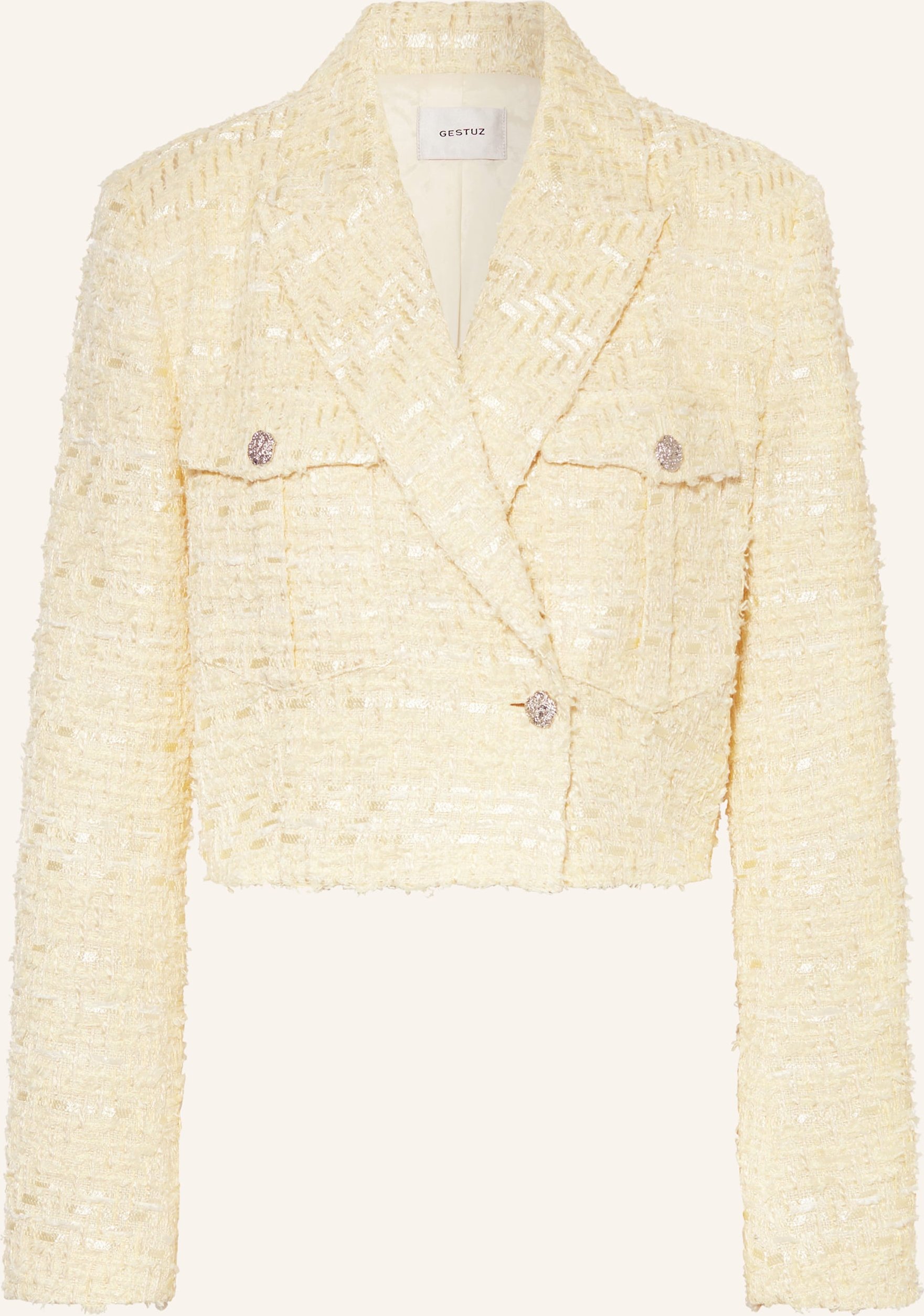 Gestuz Bouclé-Jacke Fringagz gelb