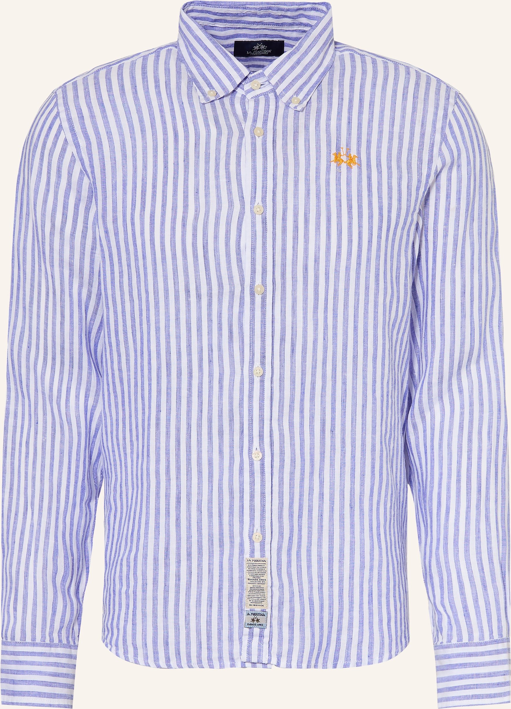 La Martina Leinenhemd Regular Fit blau