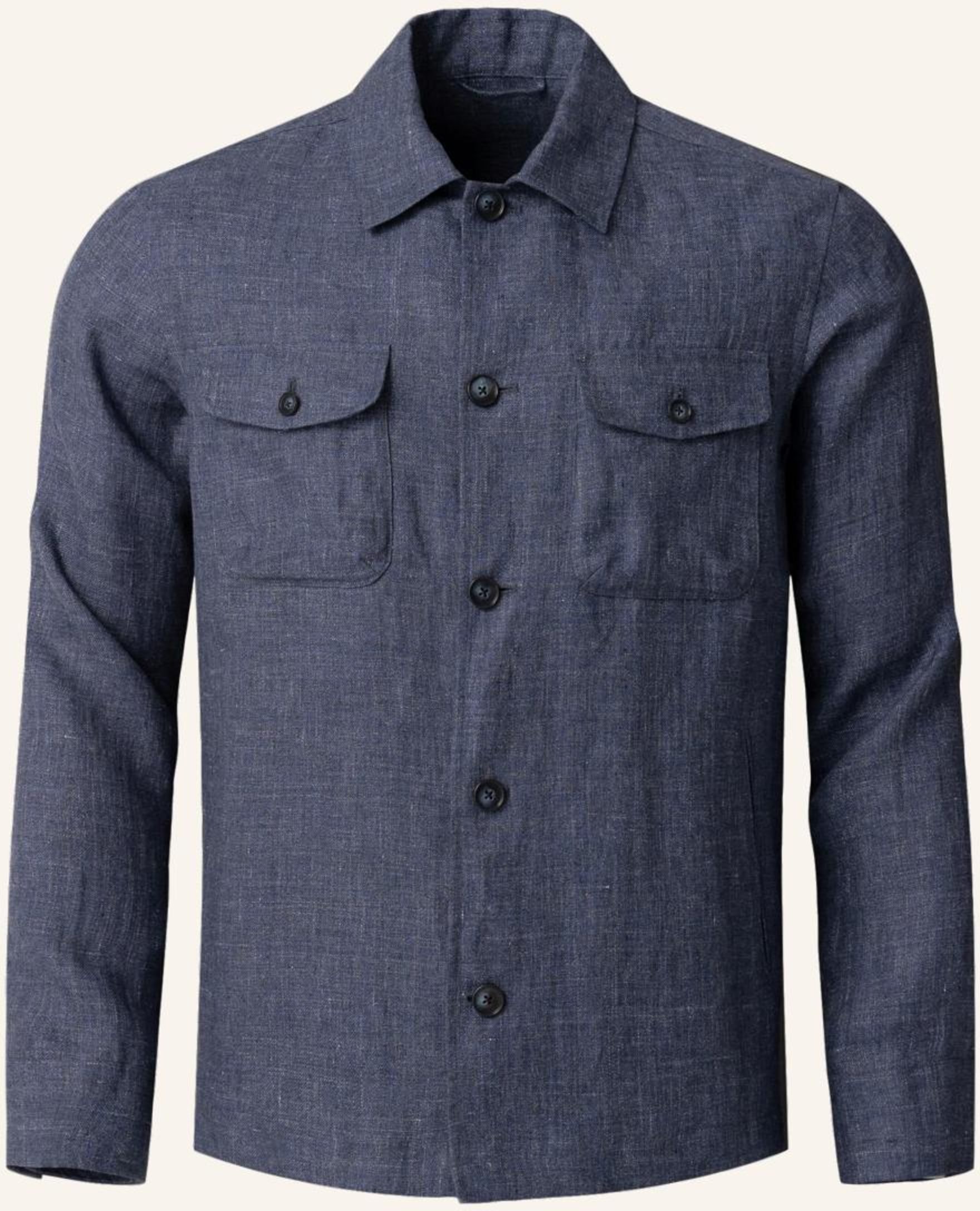 Eton Overshirt Mit Taschen Aus Leinen blau