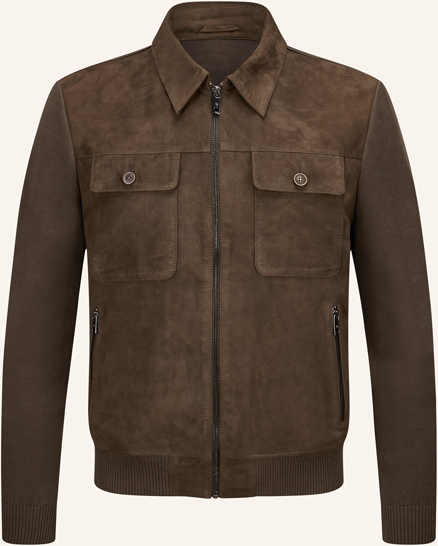 Thumbnail - Milestone Lederjacke Msryan Im Materialmix braun