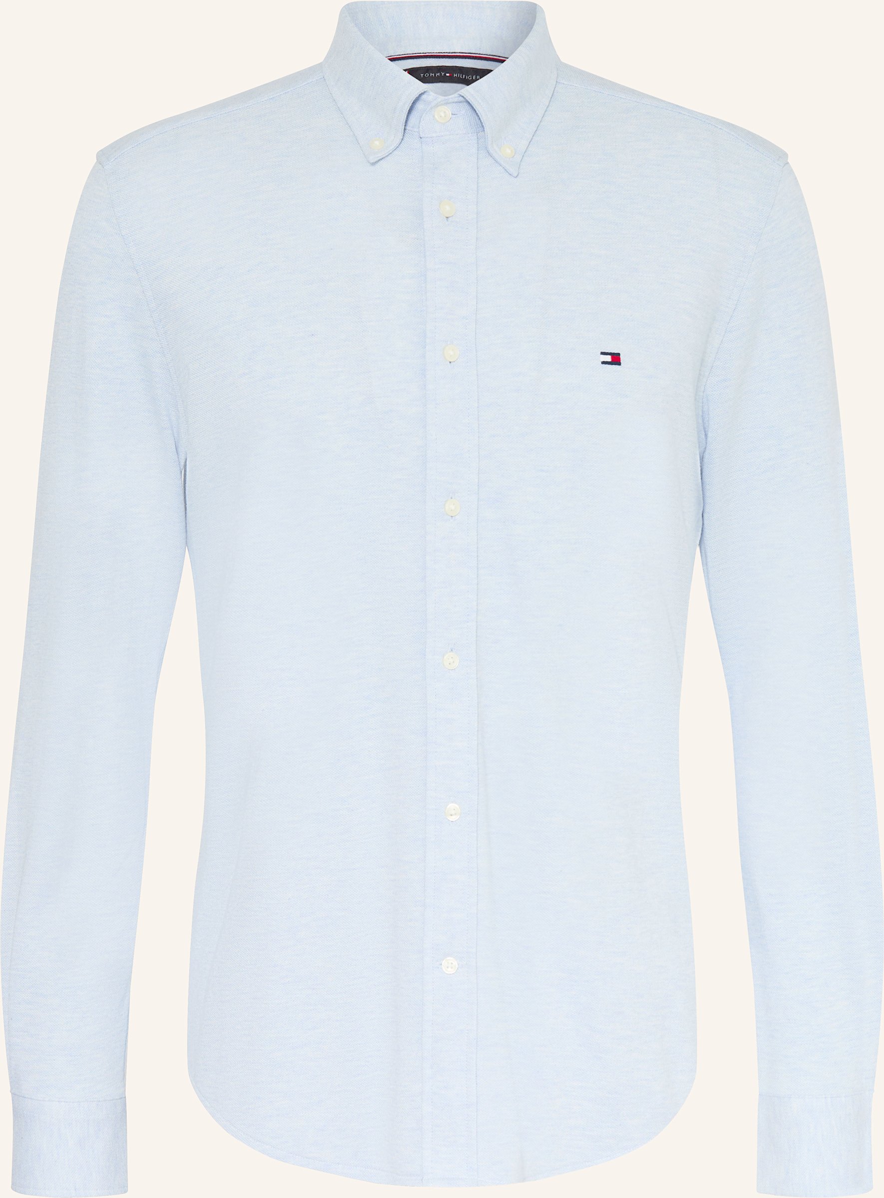 Tommy Hilfiger Piqué-Hemd Regular Fit blau