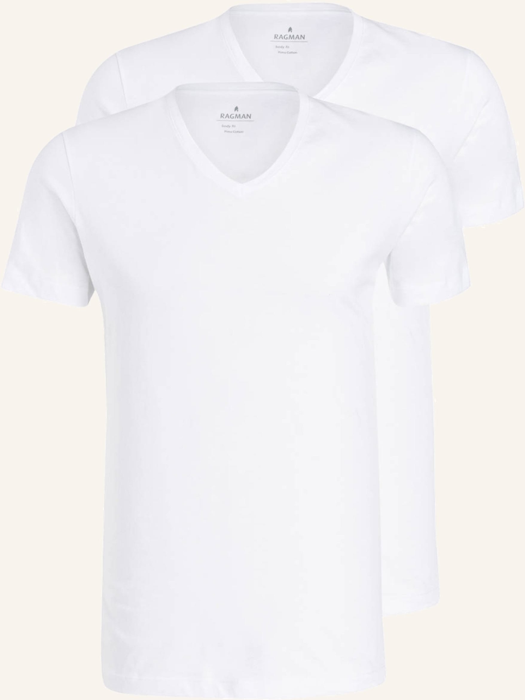 Thumbnail - Ragman 2er-Pack V-Shirts weiss