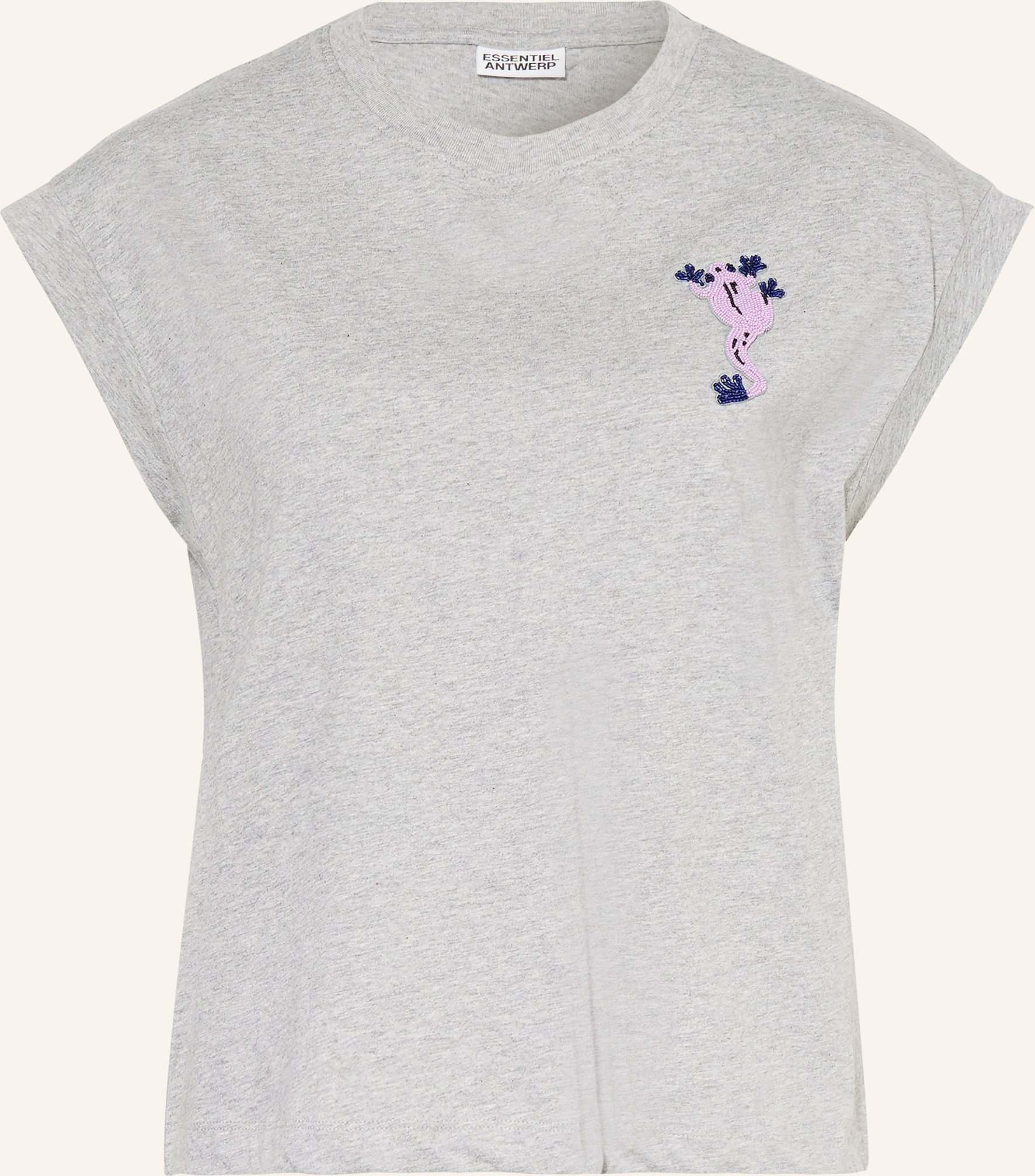 Essentiel Antwerp T-Shirt Jungala Mit Schmuckperlen grau