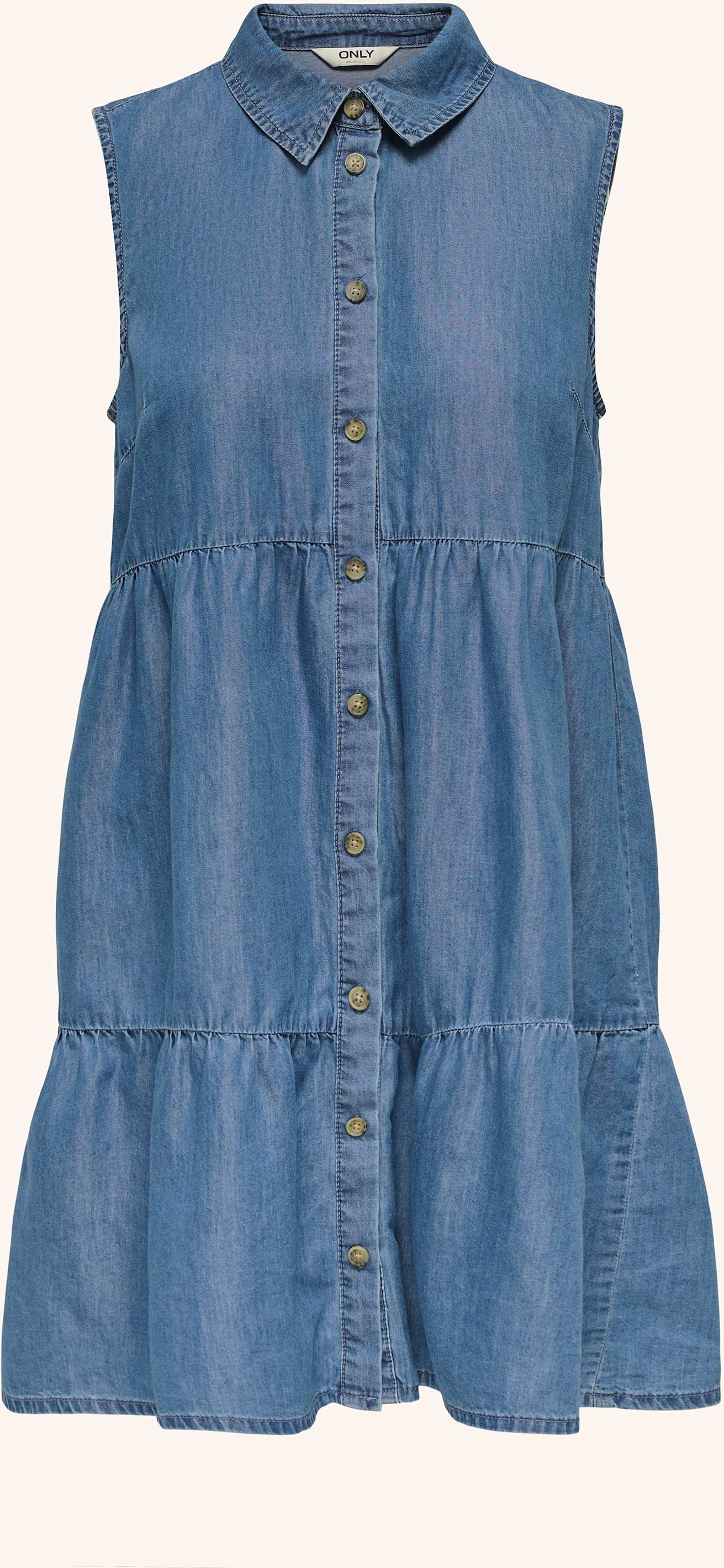 Thumbnail - Only Hemdblusenkleid In Jeansoptik blau