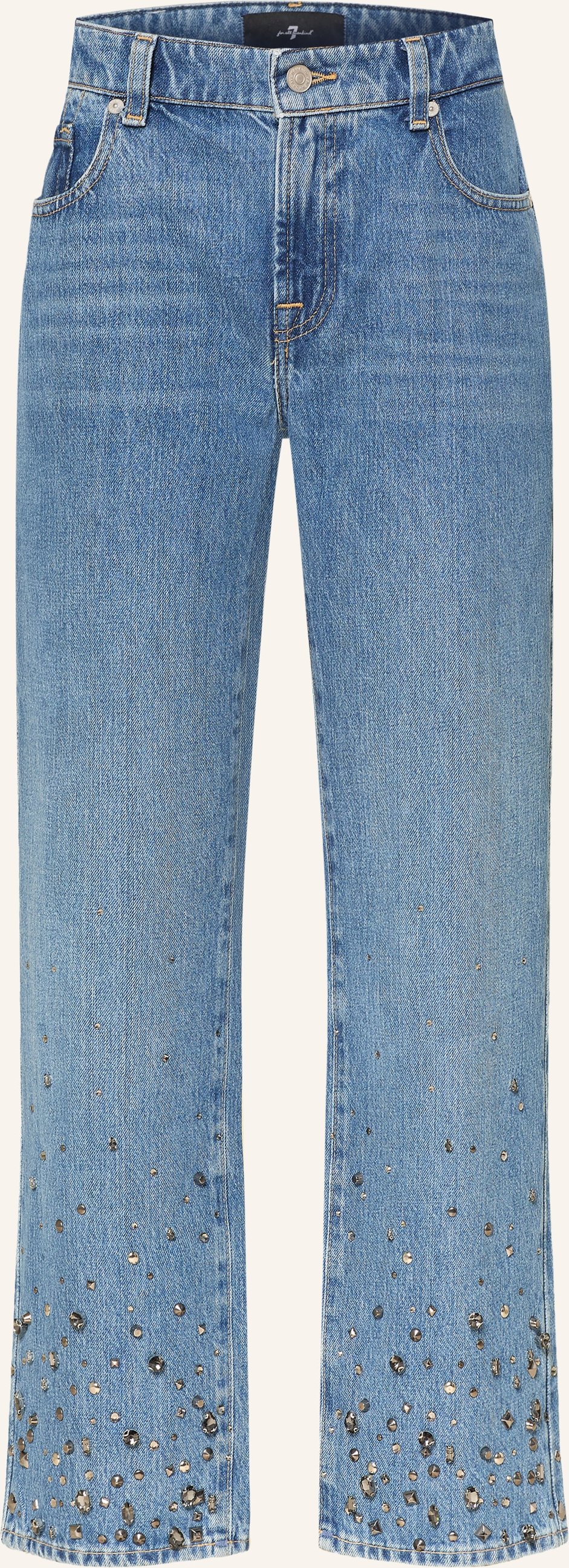7 For All Mankind Straight Jeans Calie Mit Schmucksteinen blau