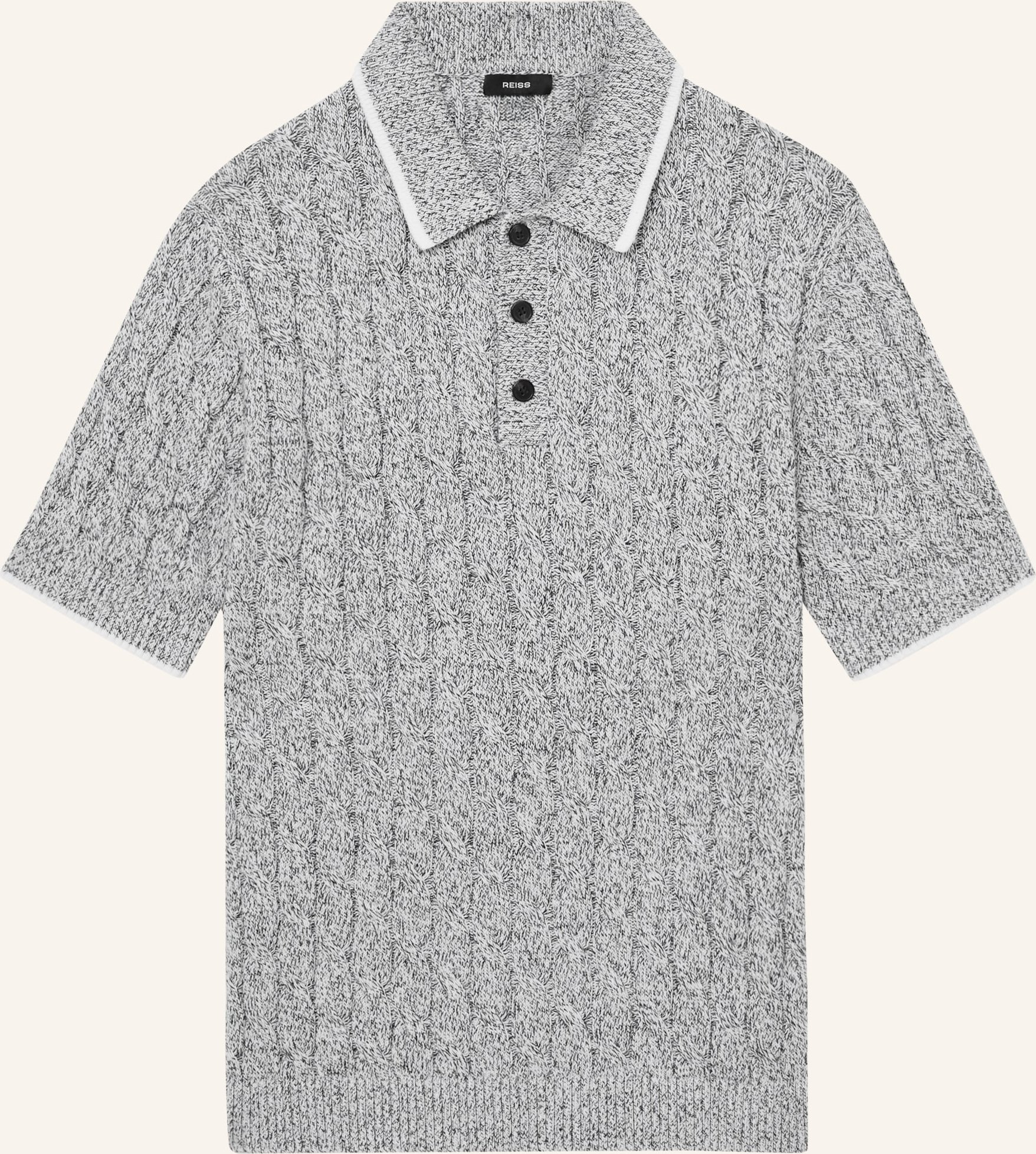 Reiss Strick-Poloshirt Denby schwarz