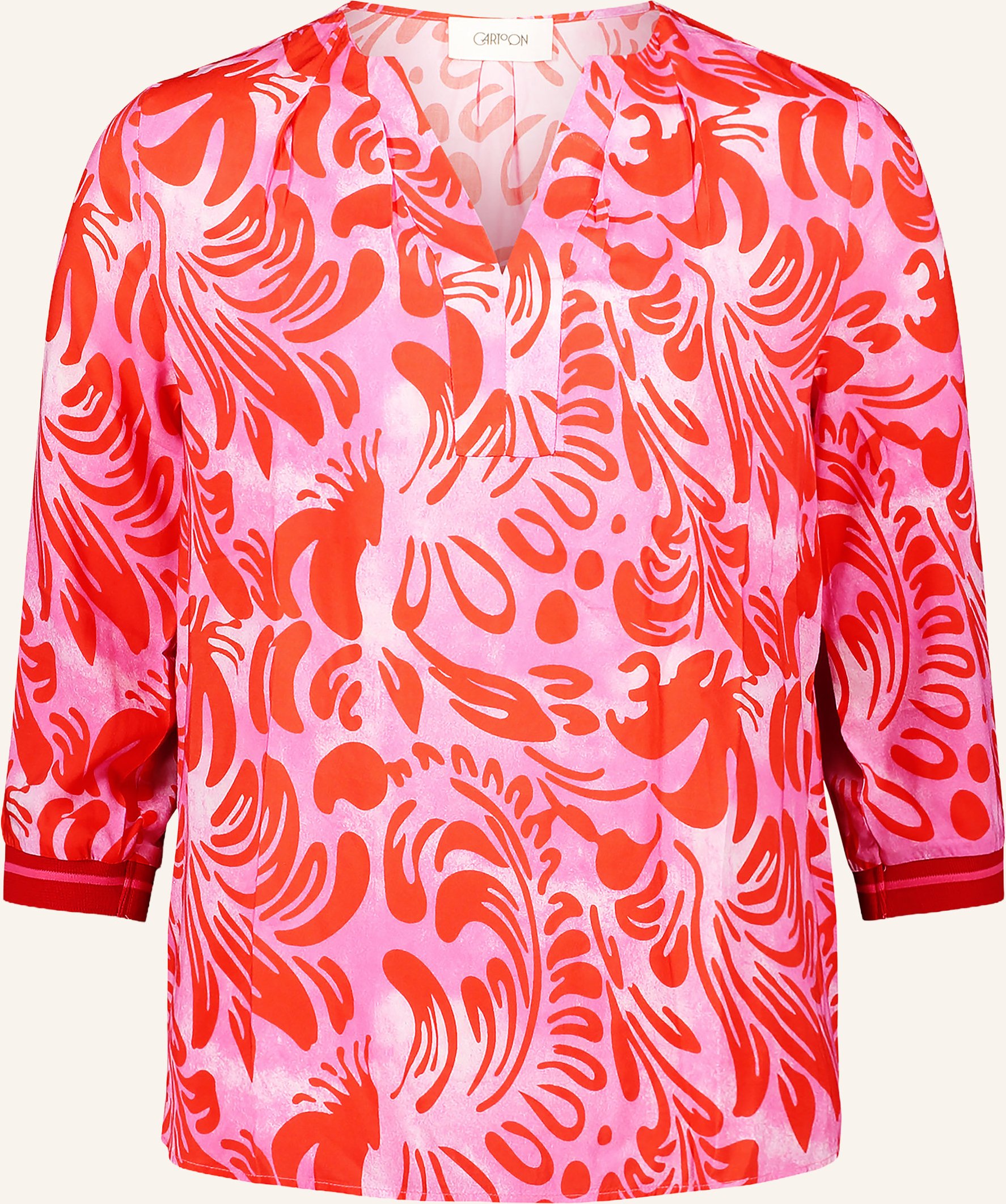 Cartoon Blusenshirt Mit 3/4-Arm pink