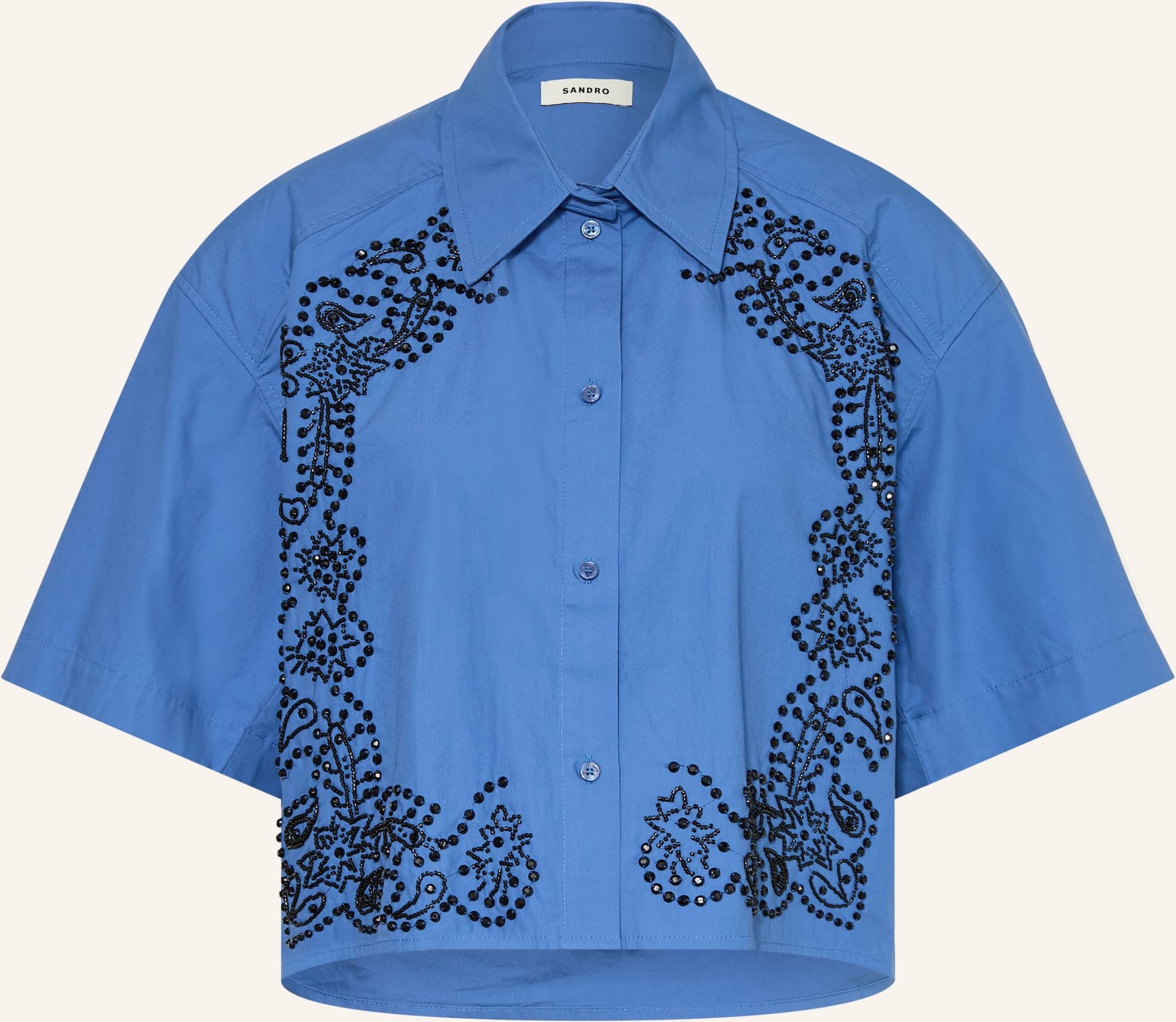 Sandro Hemdbluse Mit Schmucksteinen blau