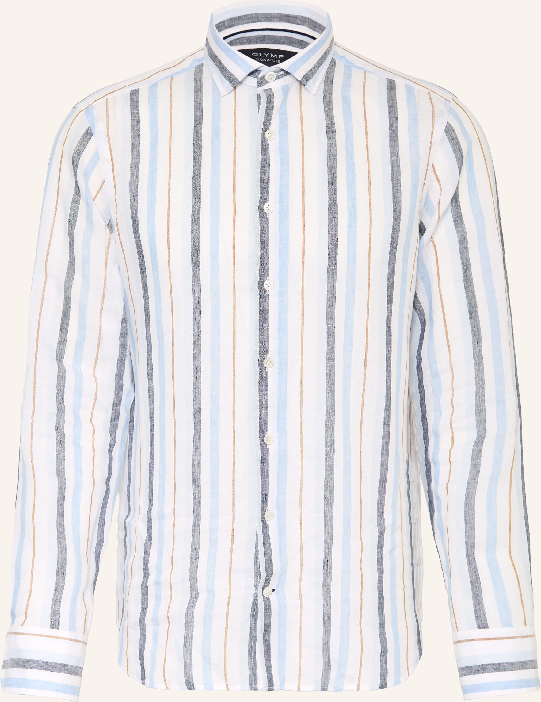 Olymp Signature Leinenhemd Casual Tailored Fit blau