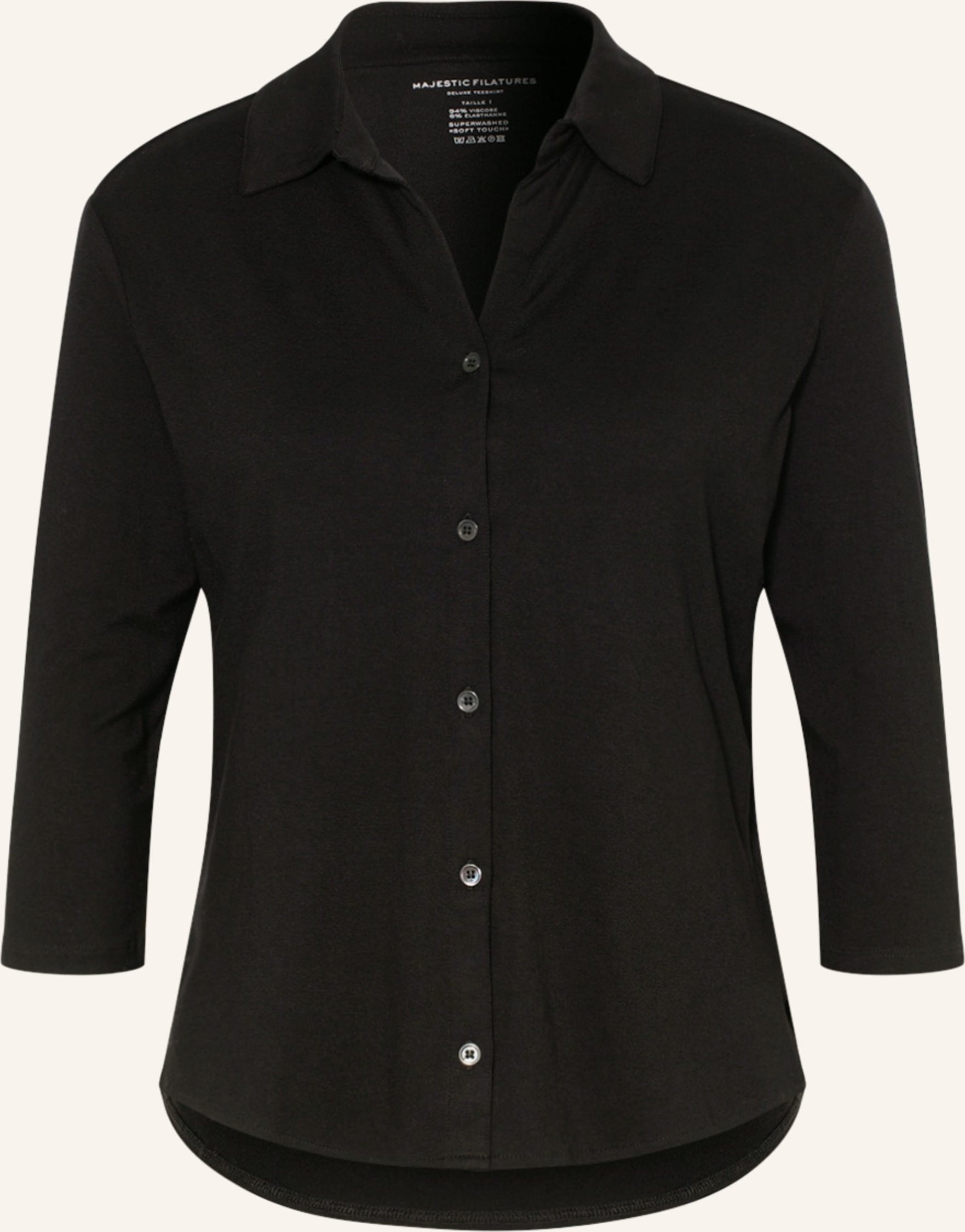 Majestic Filatures Cropped-Hemdbluse Mit 3/4-Arm schwarz