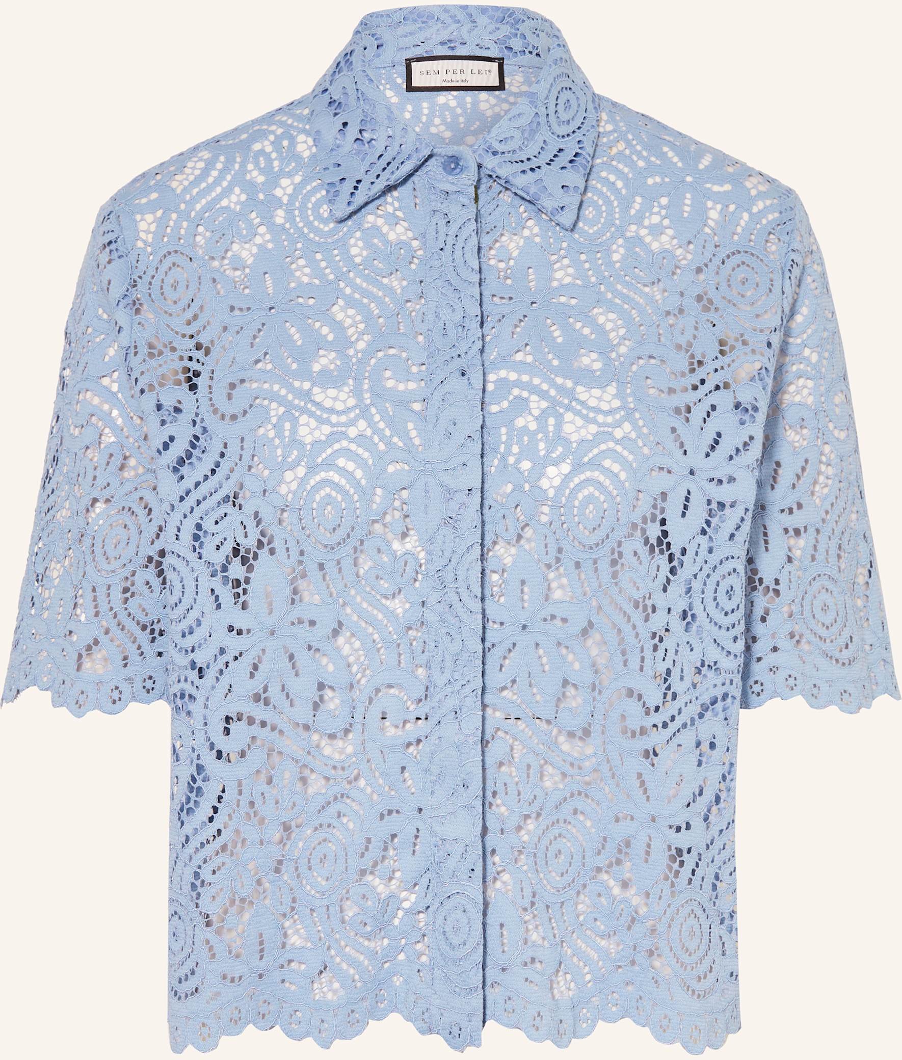 Sem Per Lei Blusenshirt Aus Lochspitze blau