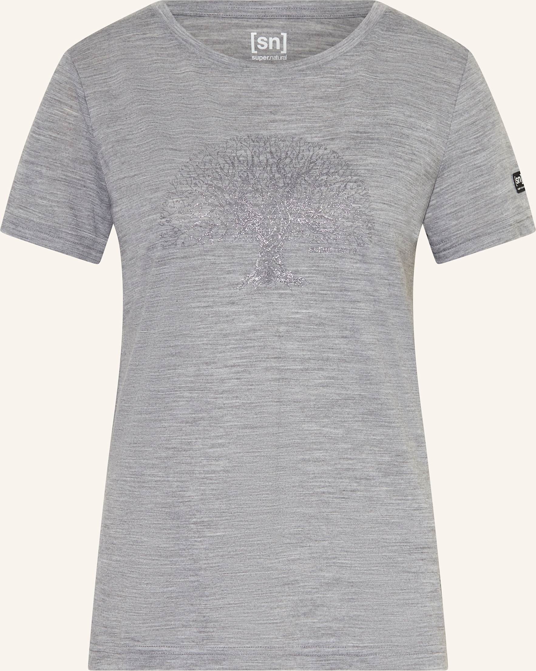 Thumbnail - Super.Natural T-Shirt Tree Of Knowledge Mit Merinowolle grau