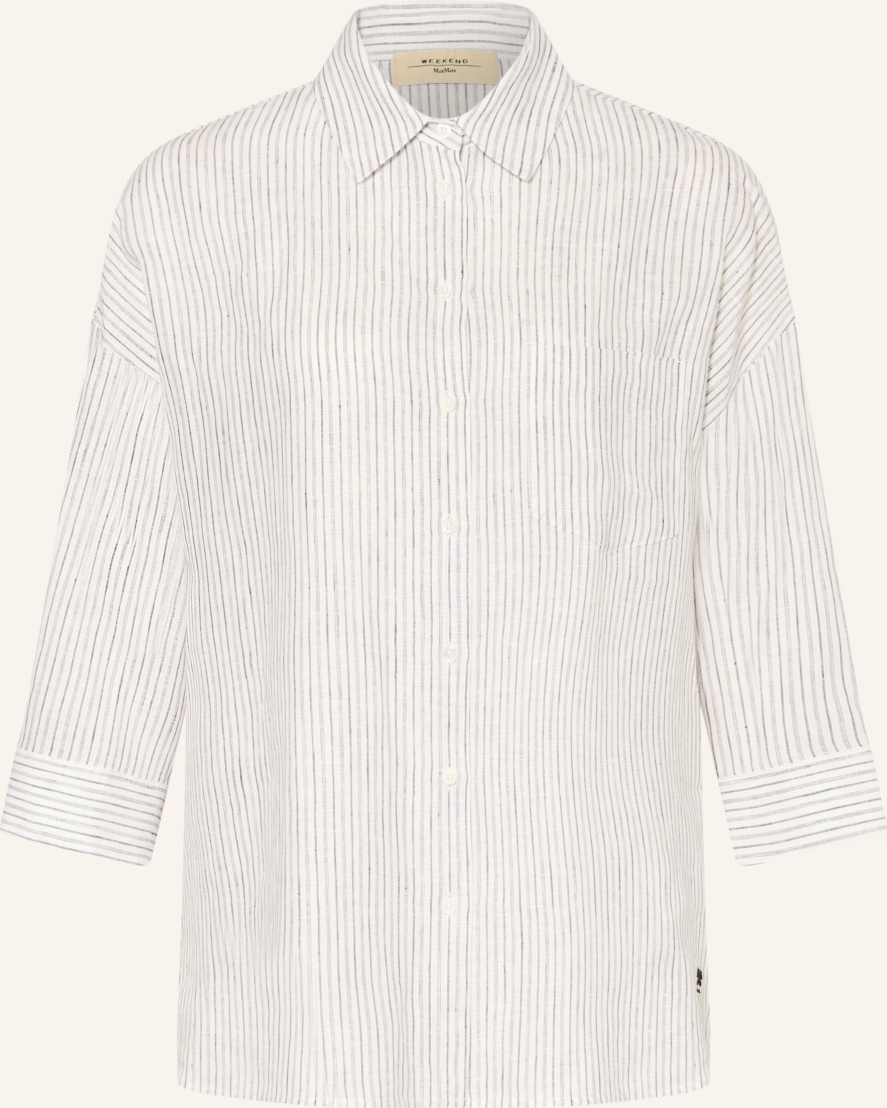 Weekend Max Mara Hemdbluse Panetto Aus Leinen Mit 3/4-Arm weiss