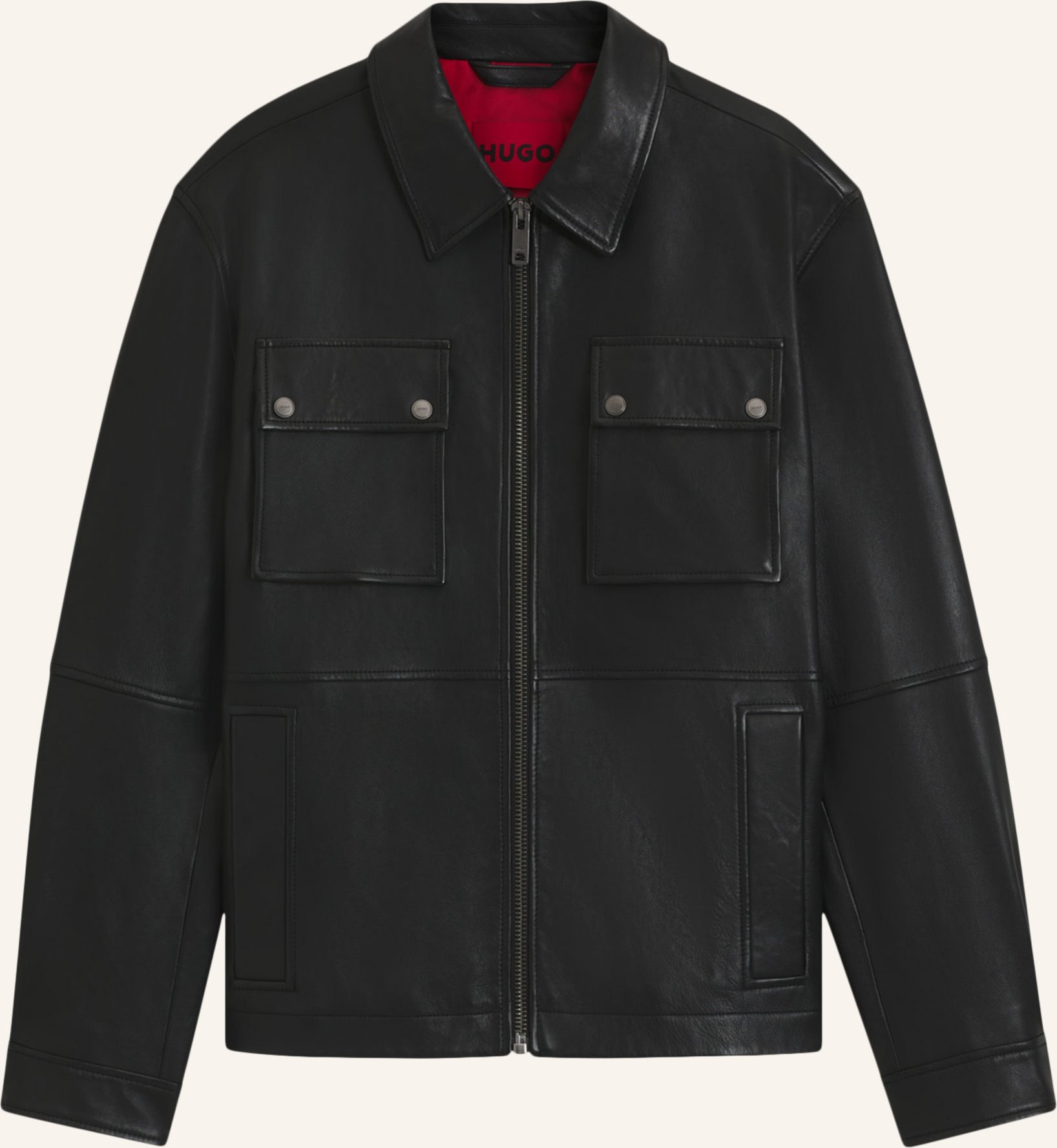 Thumbnail - Hugo Lederjacke Lemni Regular Fit schwarz