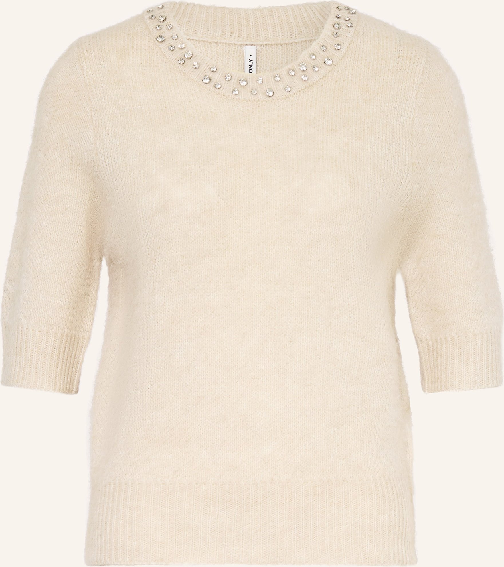 Only Strickshirt Mit Schmucksteinen weiss