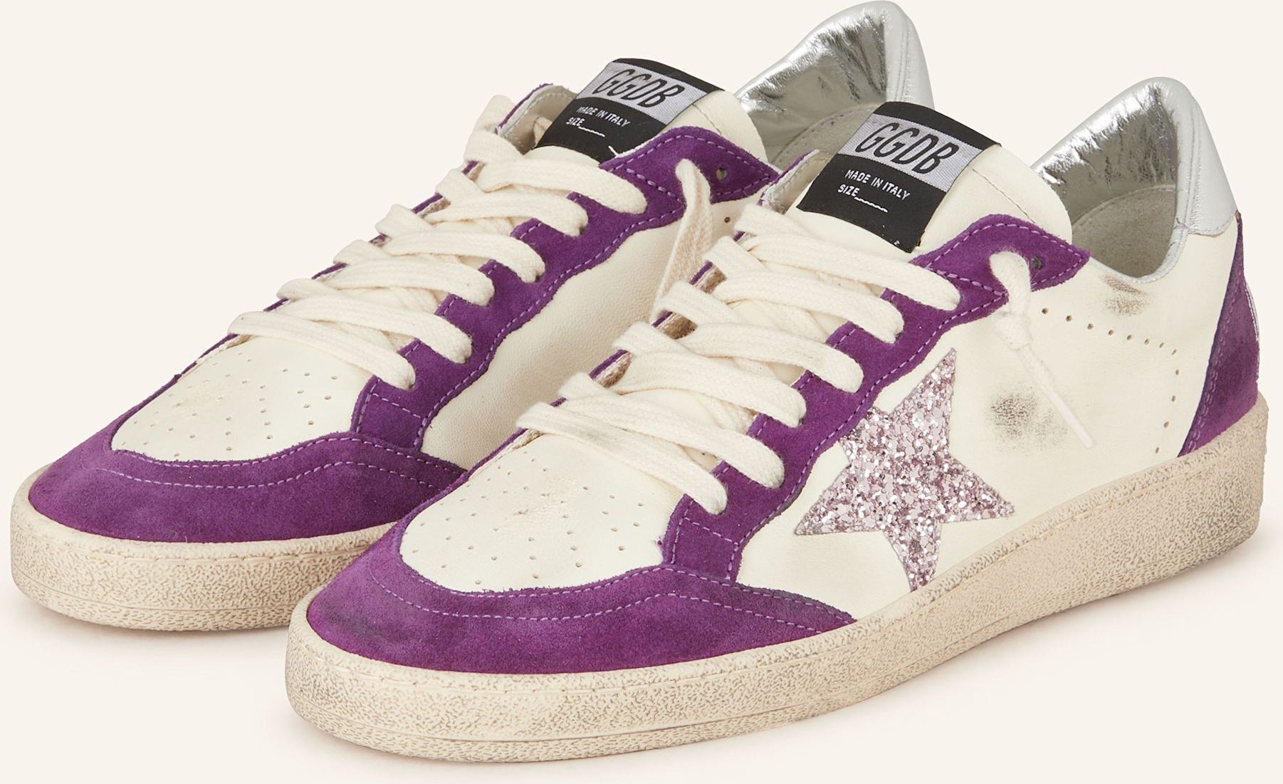 Golden Goose Sneaker Ball Star Mit Pailletten weiss
