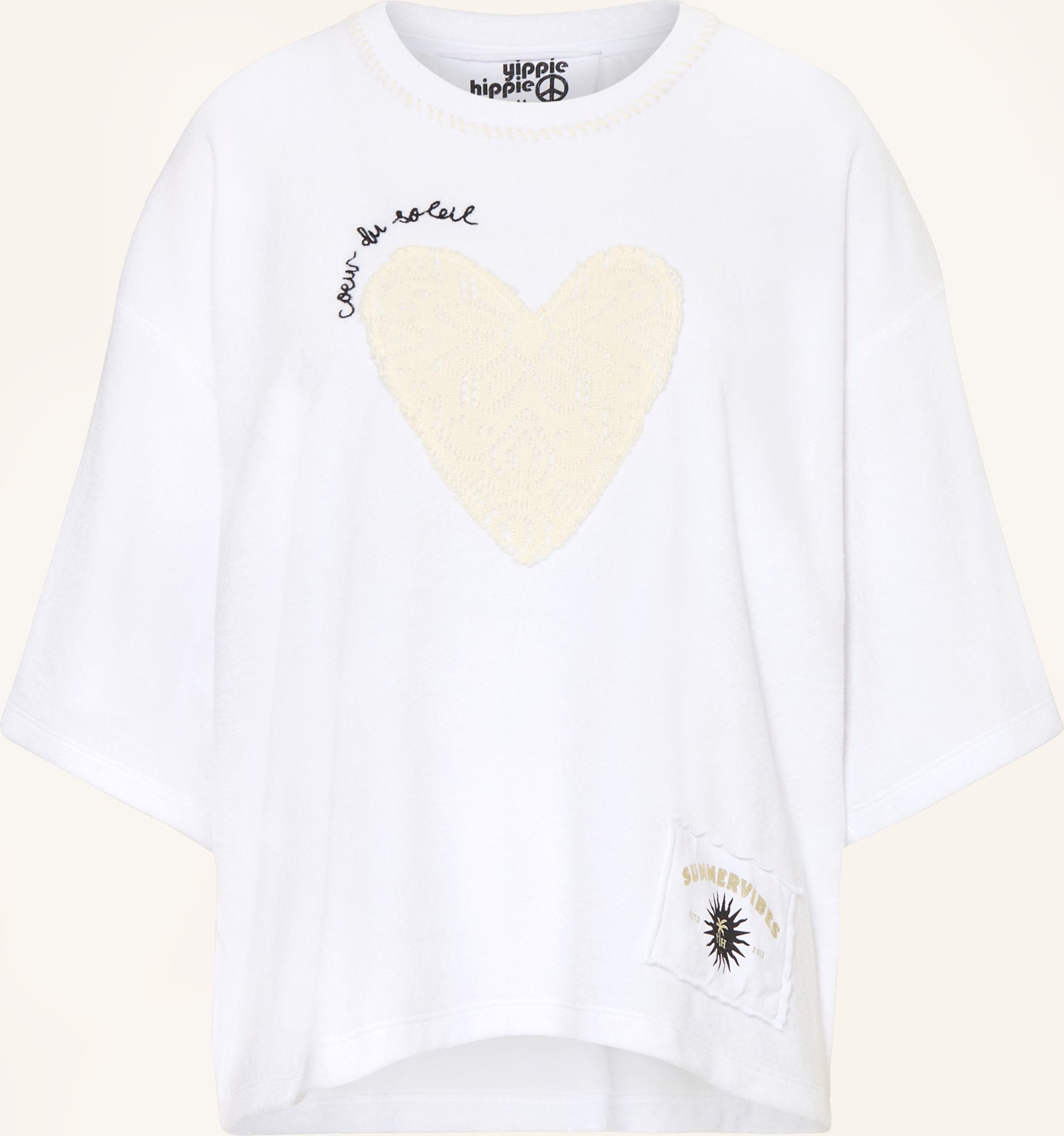 Yippie Hippie T-Shirt Aus Frottee weiss