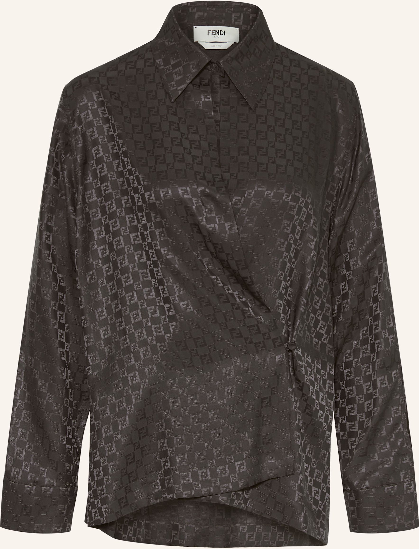 Thumbnail - Fendi Blusenshirt Camicia Chess Aus Seide braun