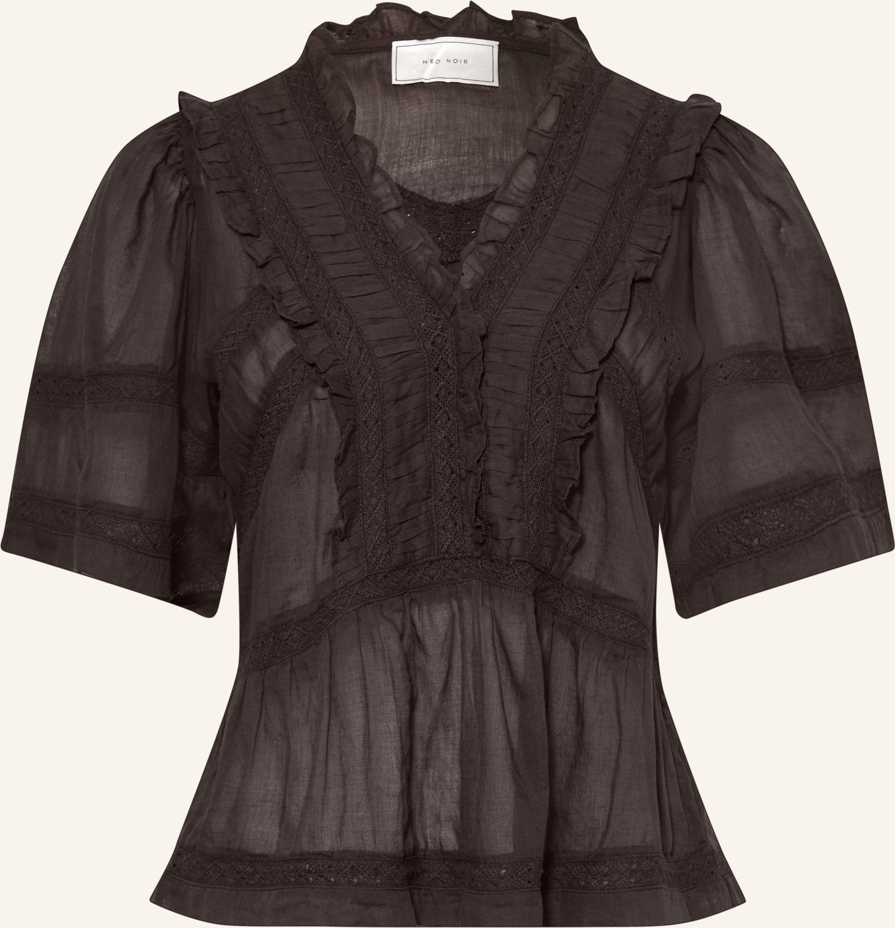 Neo Noir Blusenshirt Evienne Mit Rüschen braun