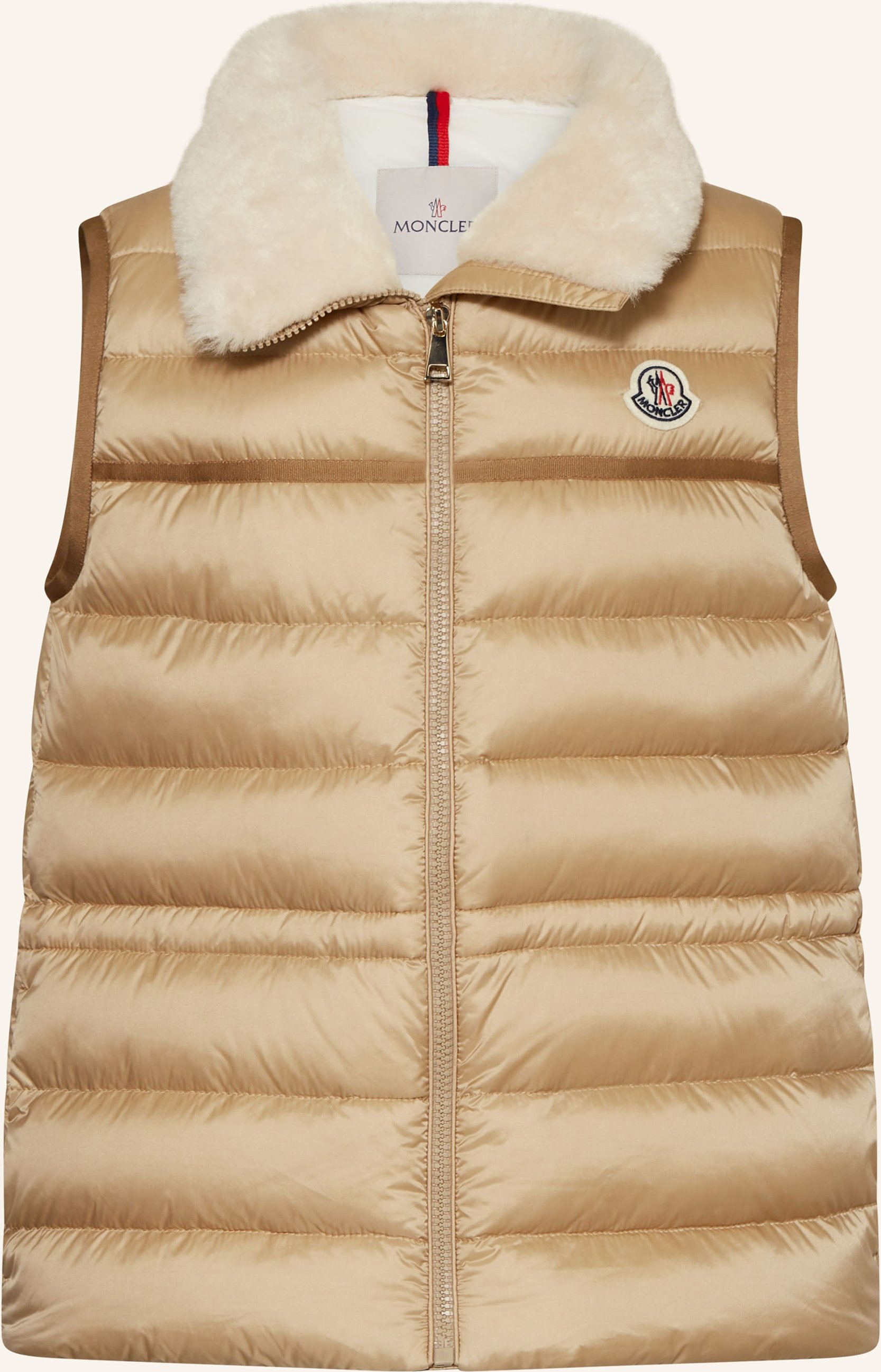Thumbnail - Moncler Enfant Daunenweste Elisheba Mit Kunstpelz beige