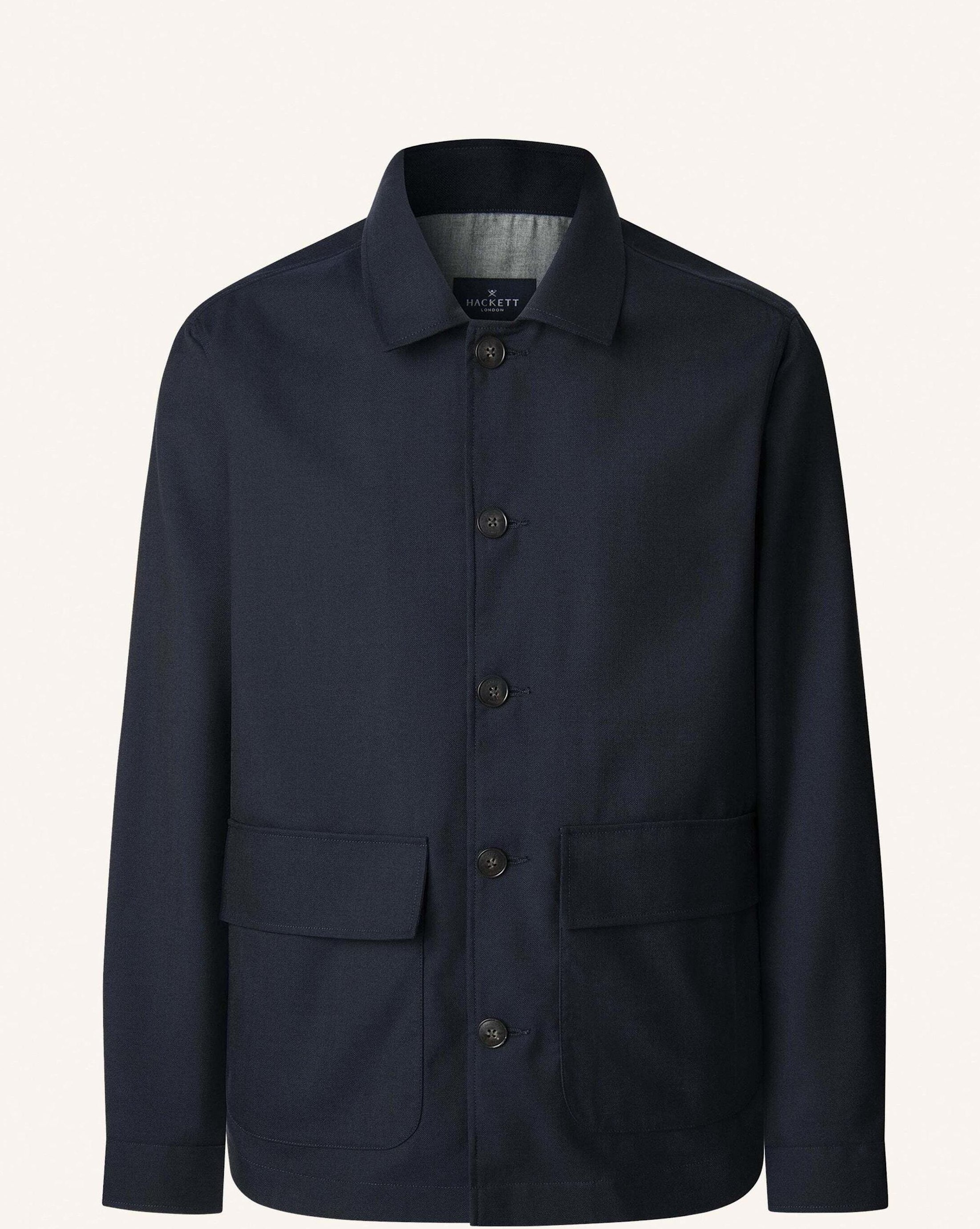 Hackett London Fieldjacket Wool Overshirt blau