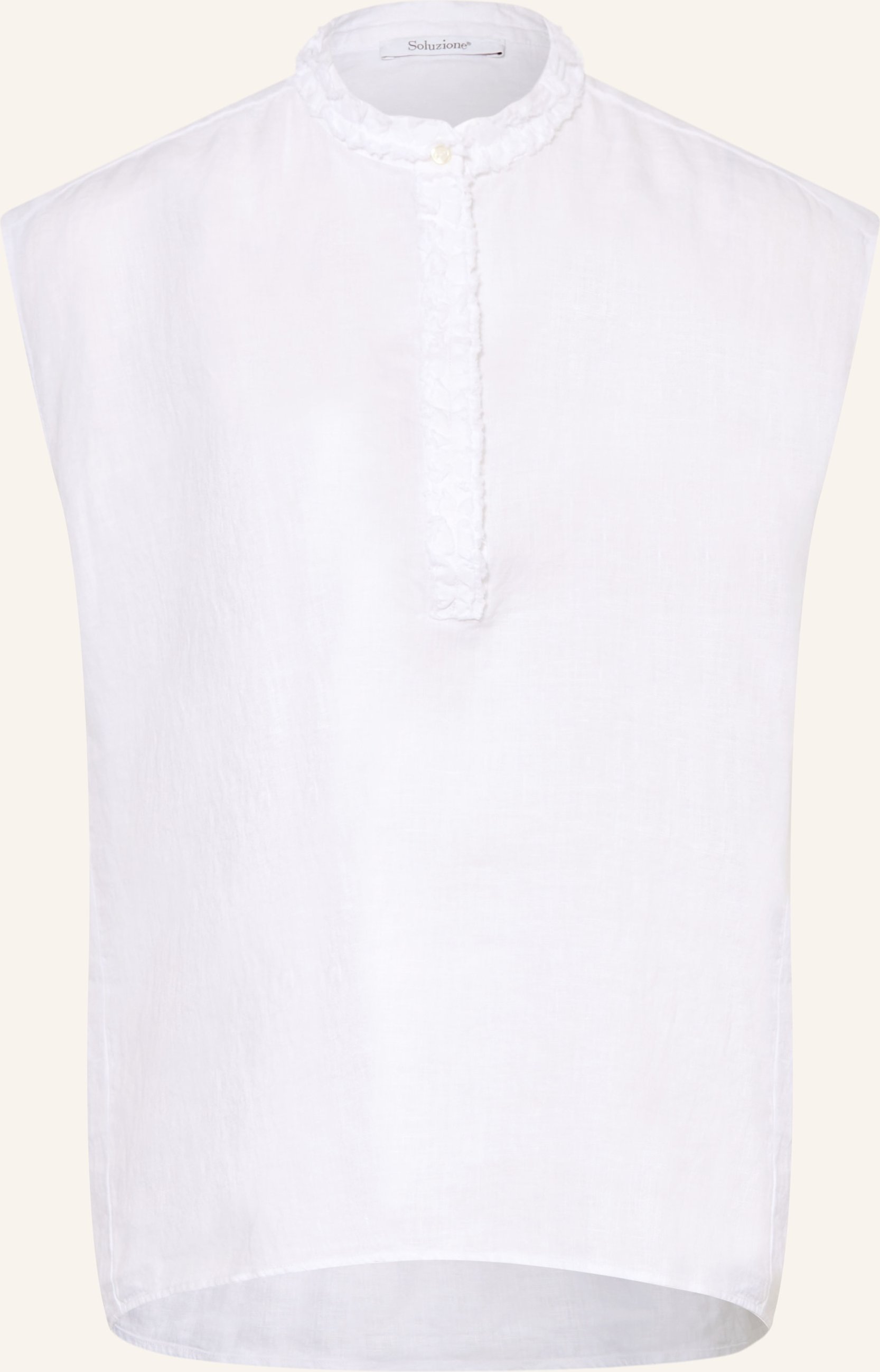 Soluzione Blusenshirt Aus Leinen Mit Rüschen weiss
