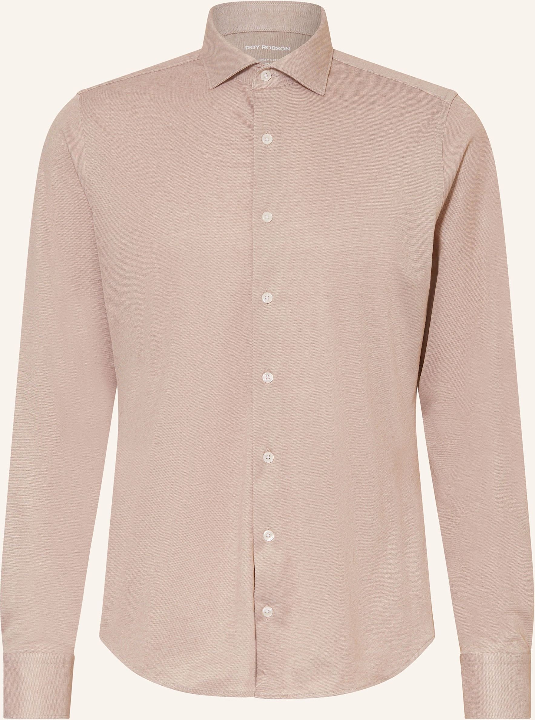 Roy Robson Jerseyhemd Slim Fit beige