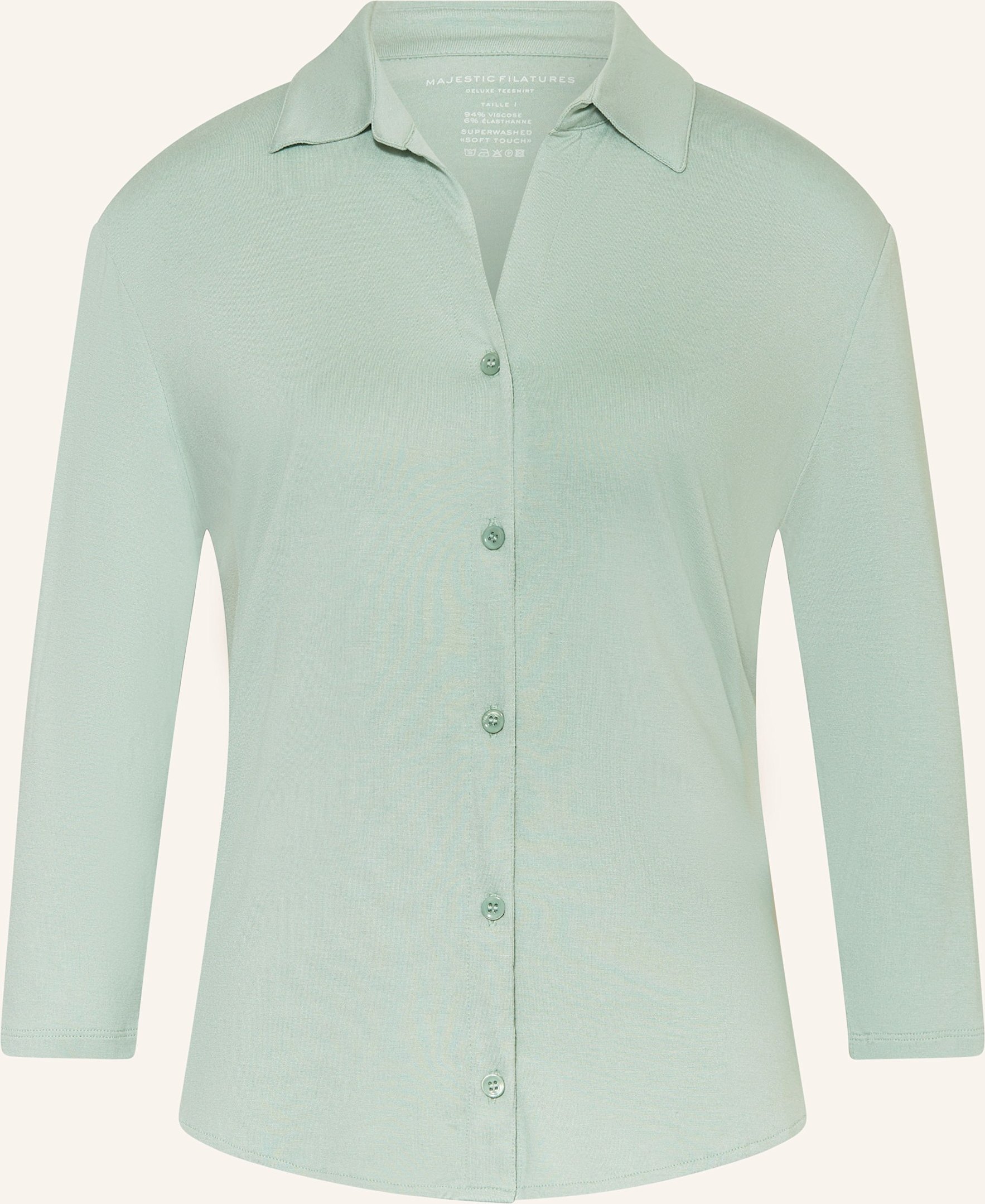 Majestic Filatures Cropped-Hemdbluse Mit 3/4-Arm blau