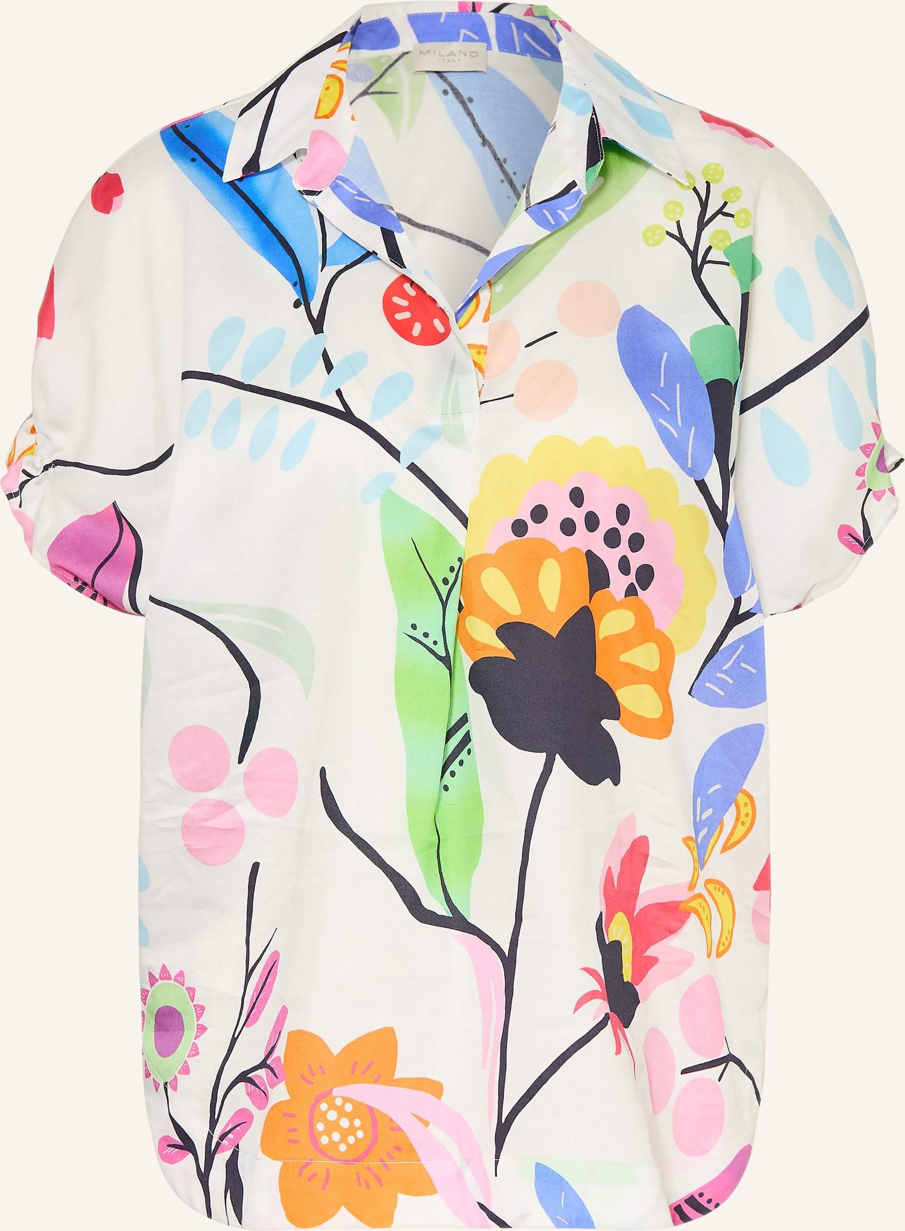 Milano Italy Blusenshirt Mit Rüschen weiss