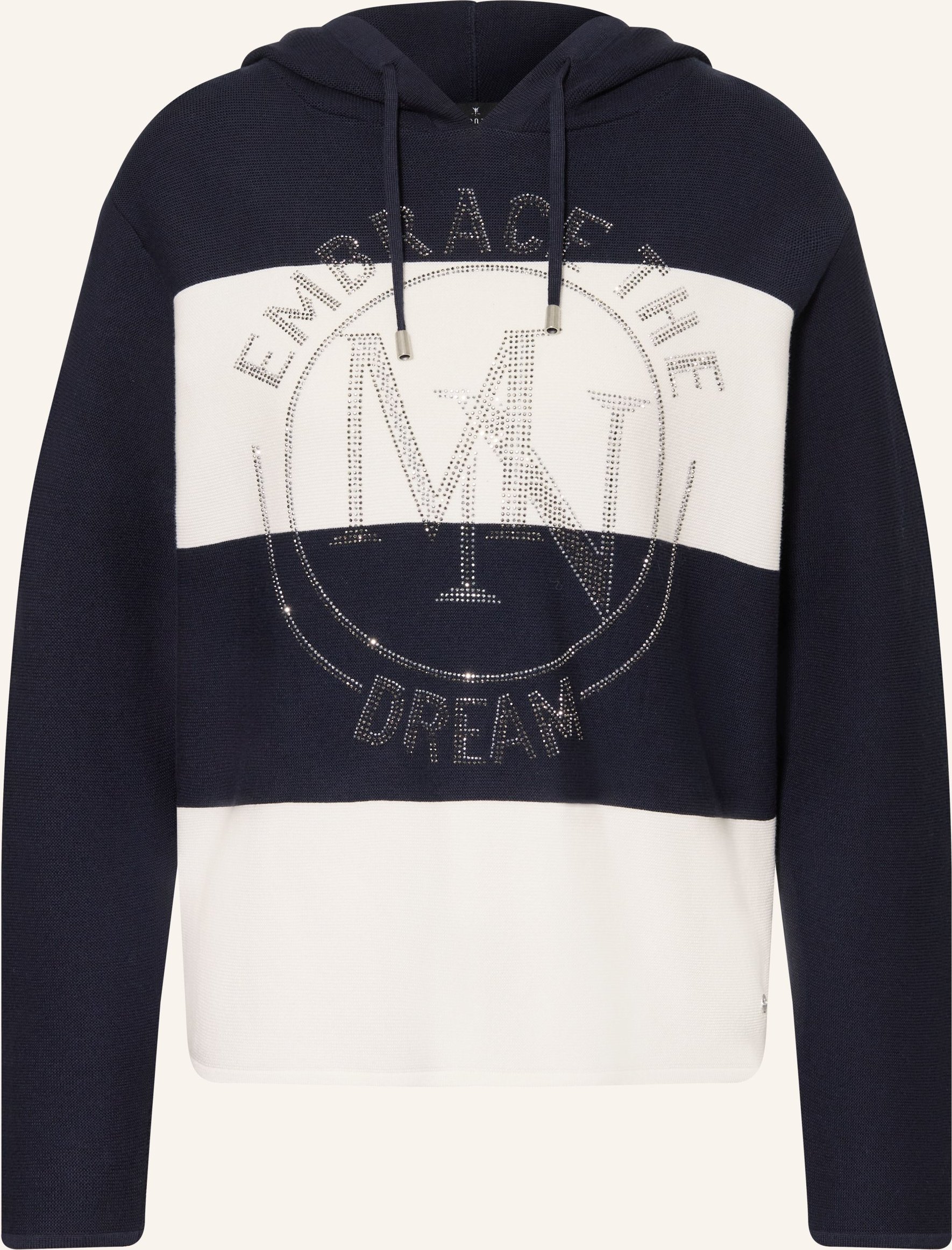 Monari Strick-Hoodie Mit Schmucksteinen blau