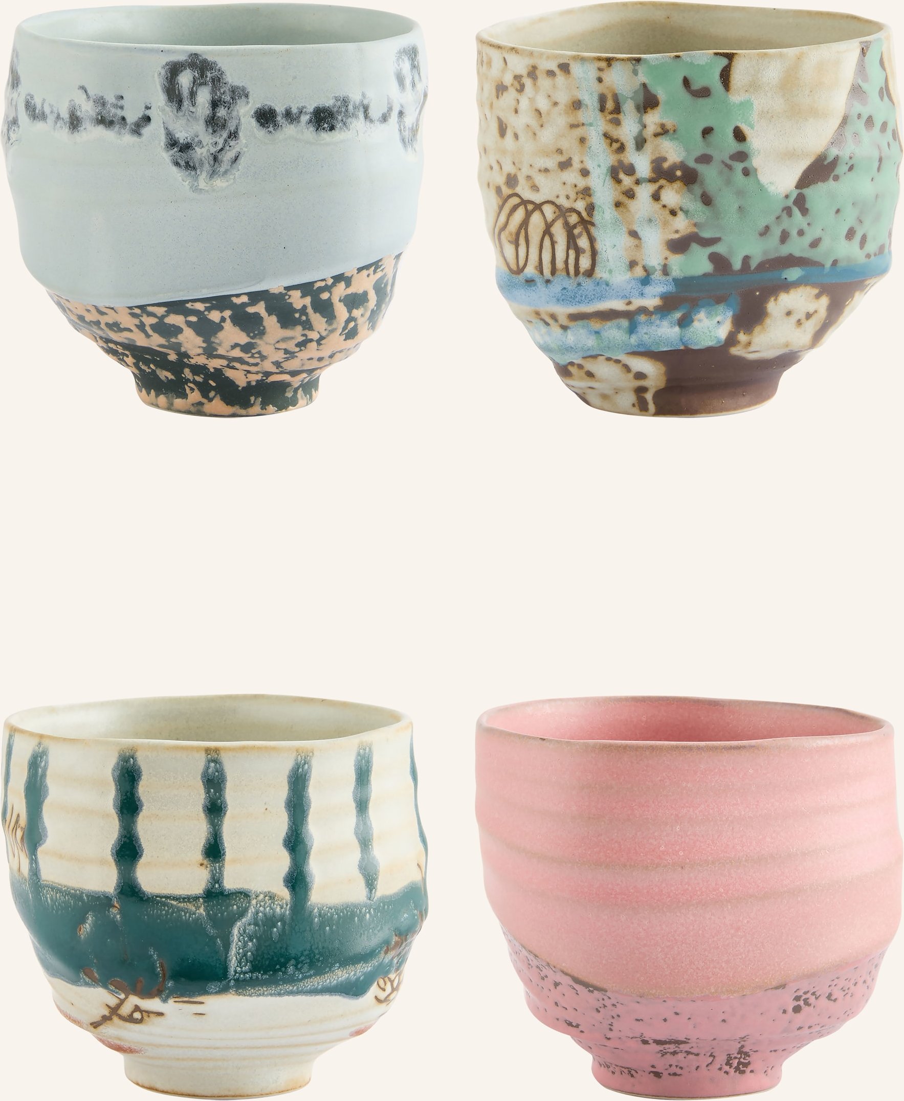 Hkliving 4er-Set Becher braun