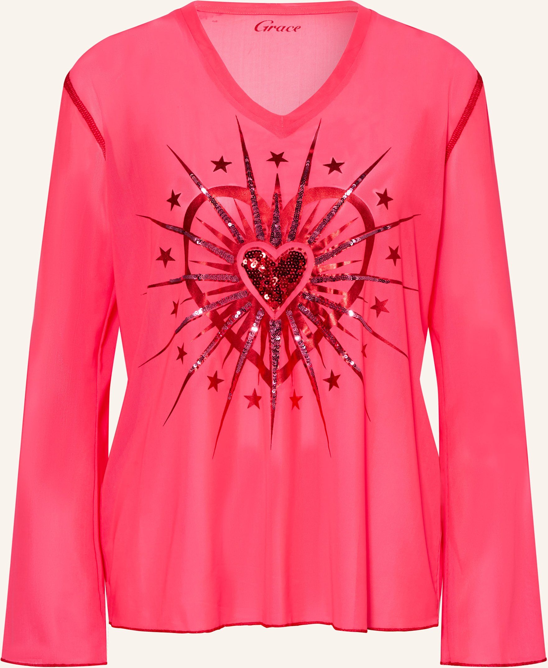Grace Longsleeve Aus Mesh Mit Pailletten pink