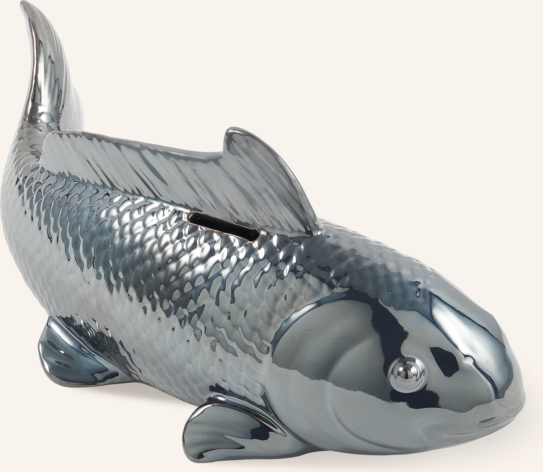 Polspotten Spardose Fish grau