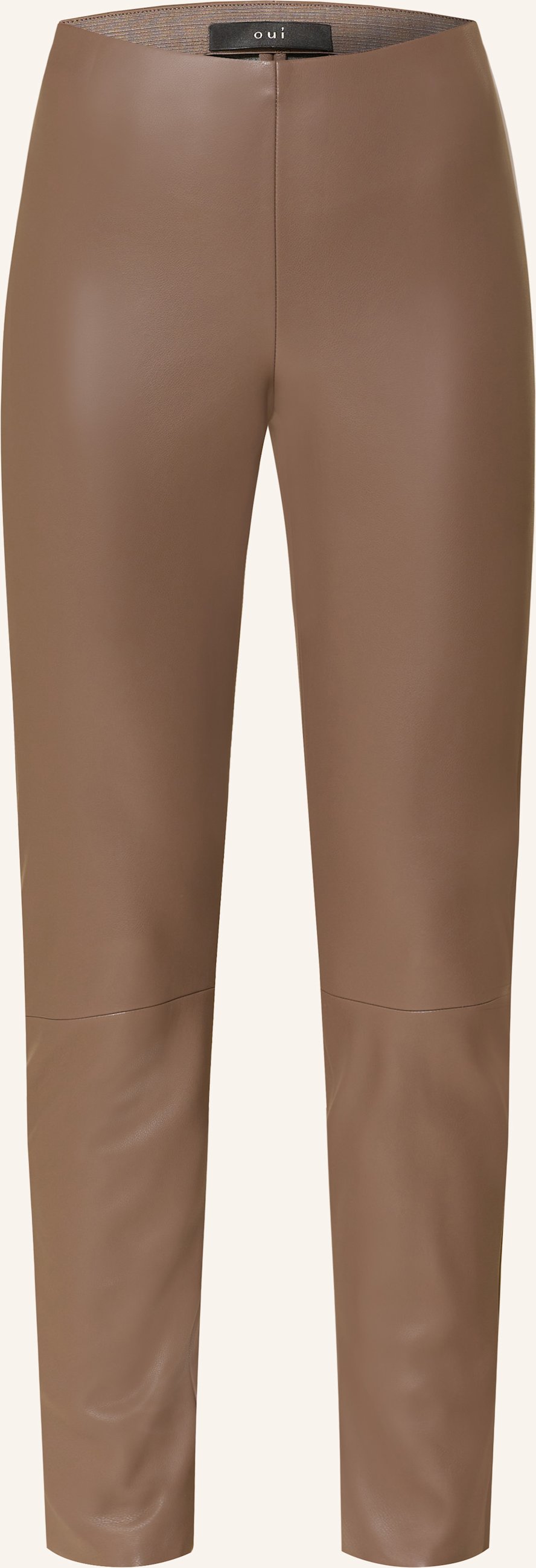 Oui Leggings In Lederoptik beige