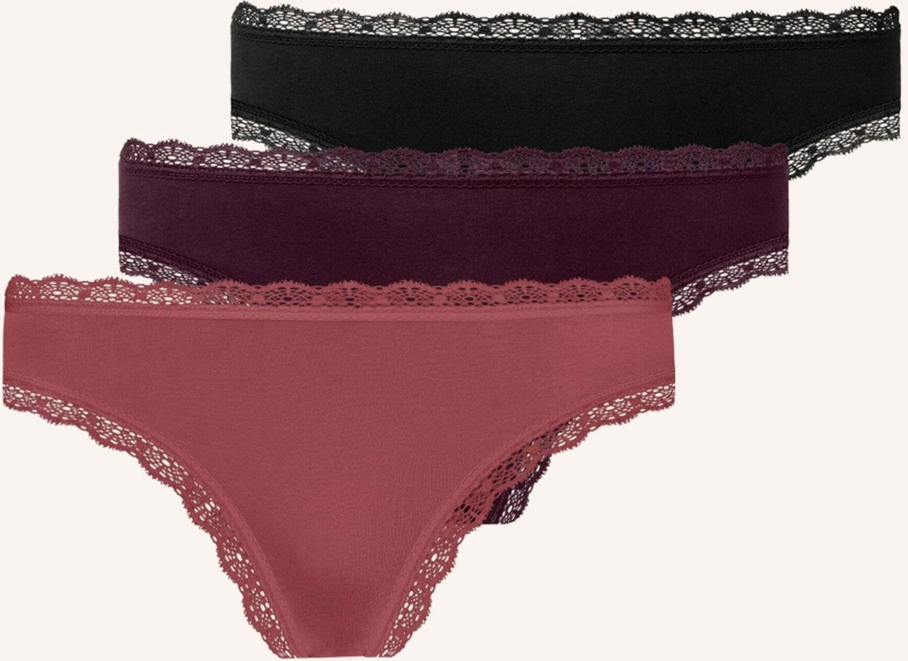 Thumbnail - Snocks 3er-Pack String Mit Spitze rosa