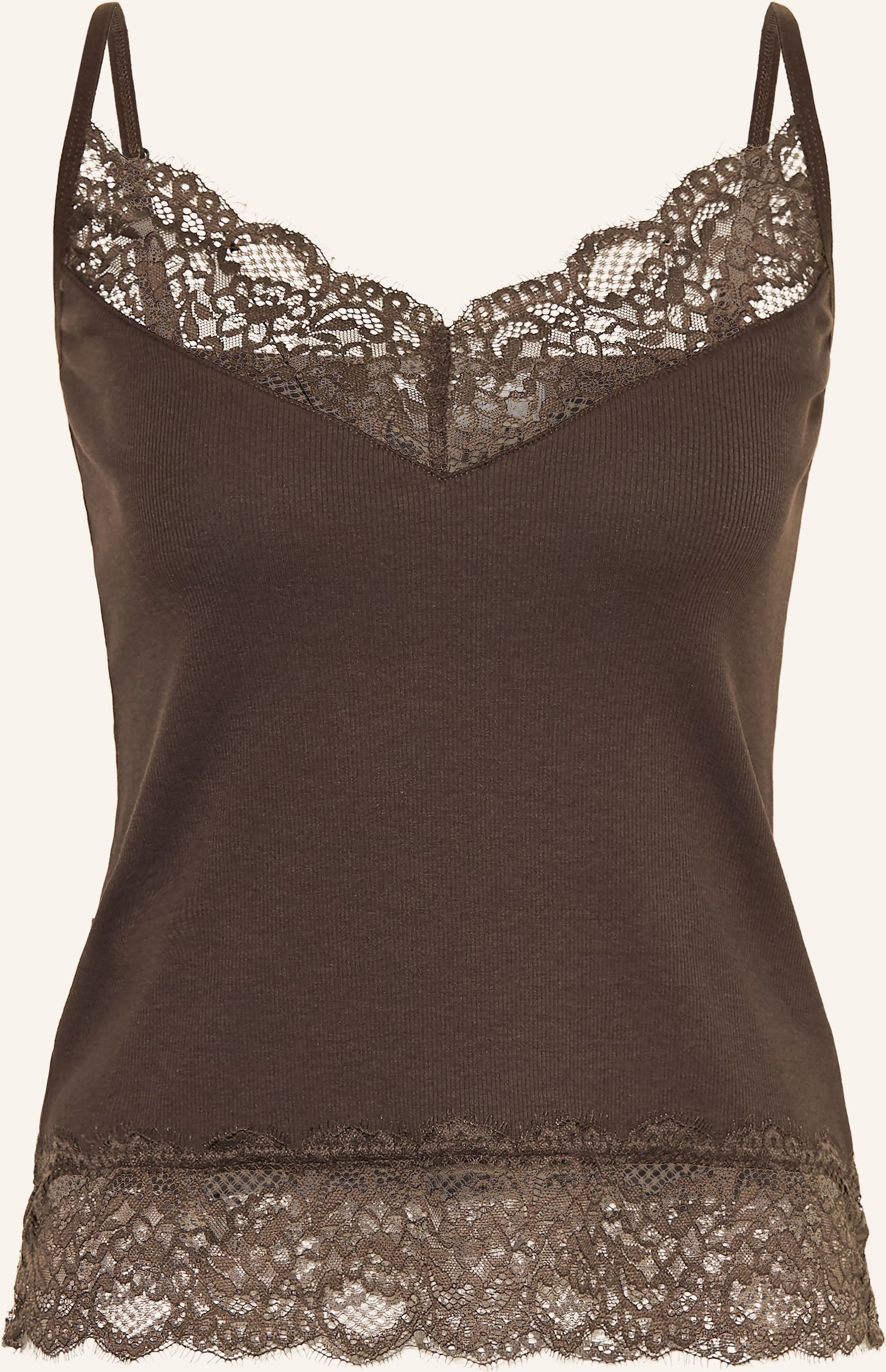 Darling Harbour Jerseytop Mit Spitze braun