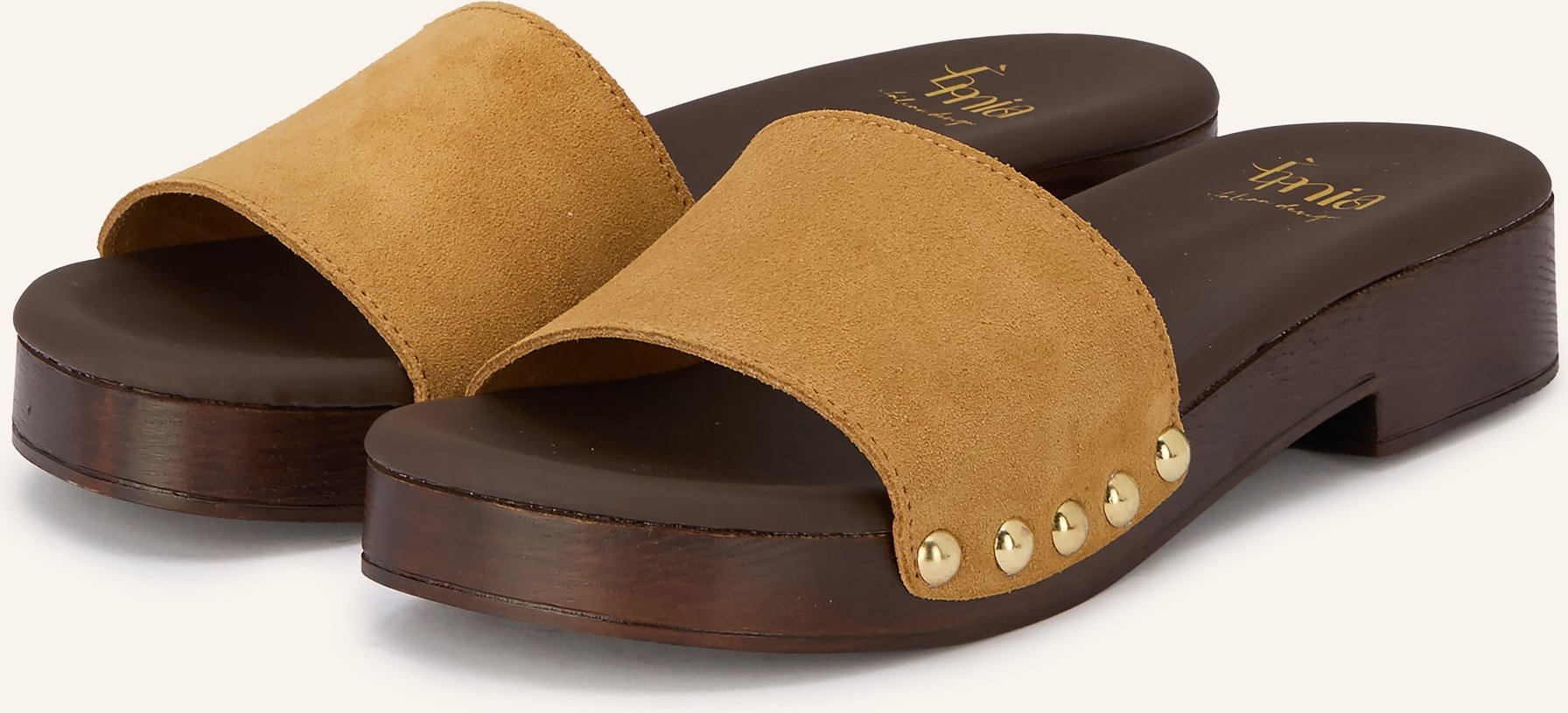 È Mia Pantoletten Mit Nieten braun