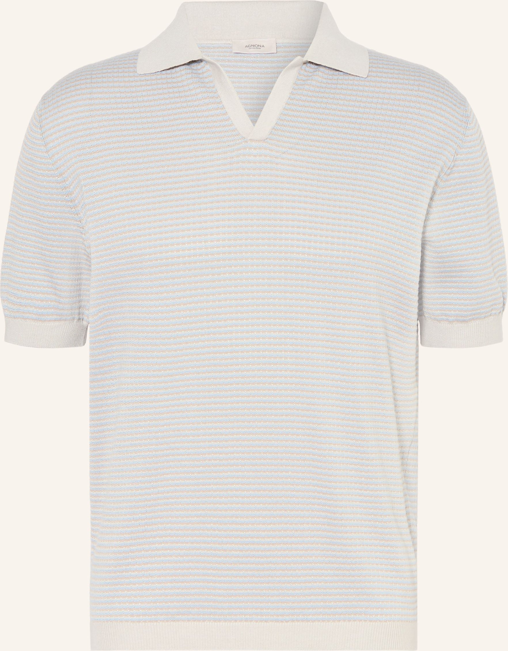 Agnona Strick-Poloshirt Mit Leinen weiss