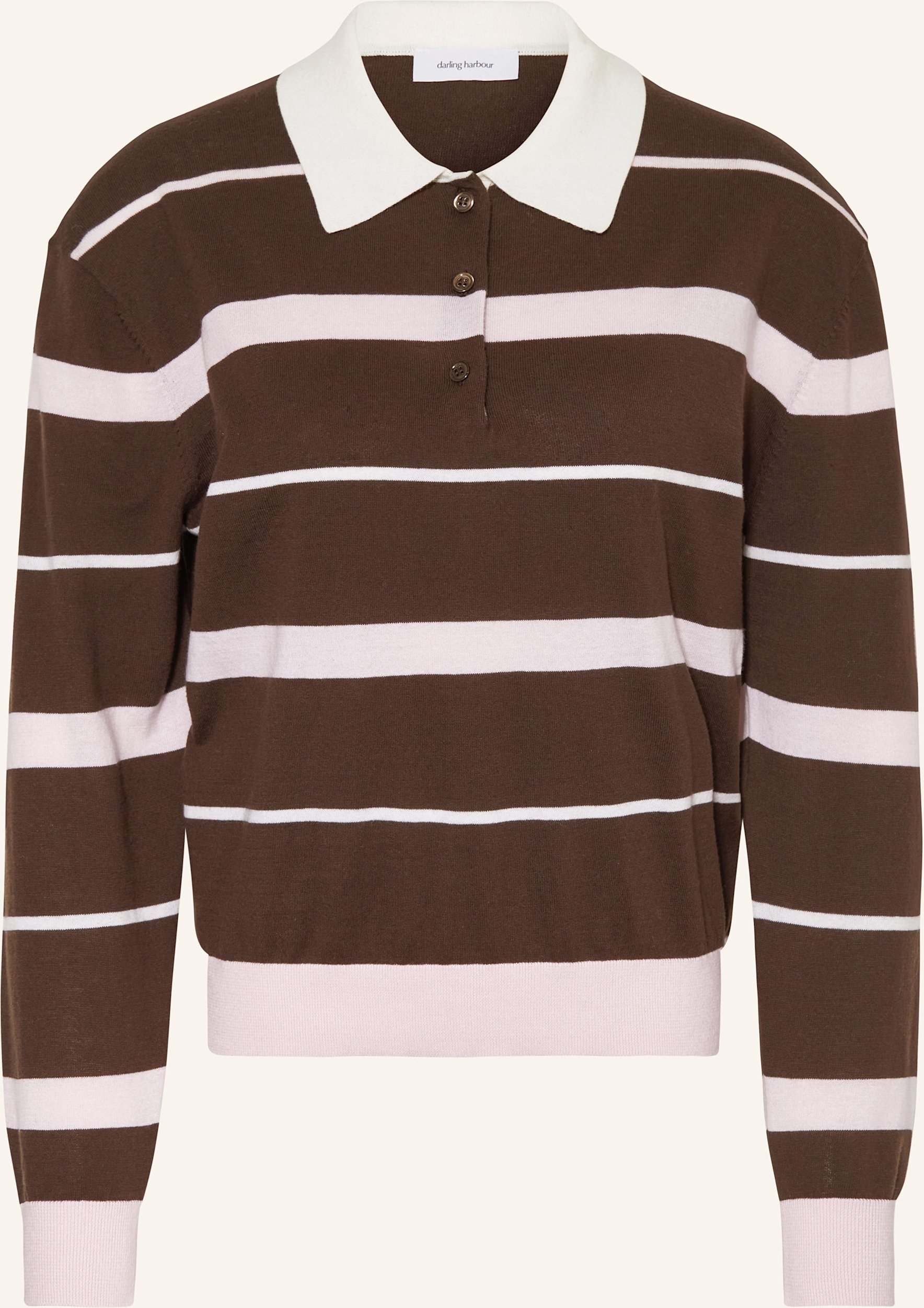 Darling Harbour Strick-Poloshirt braun