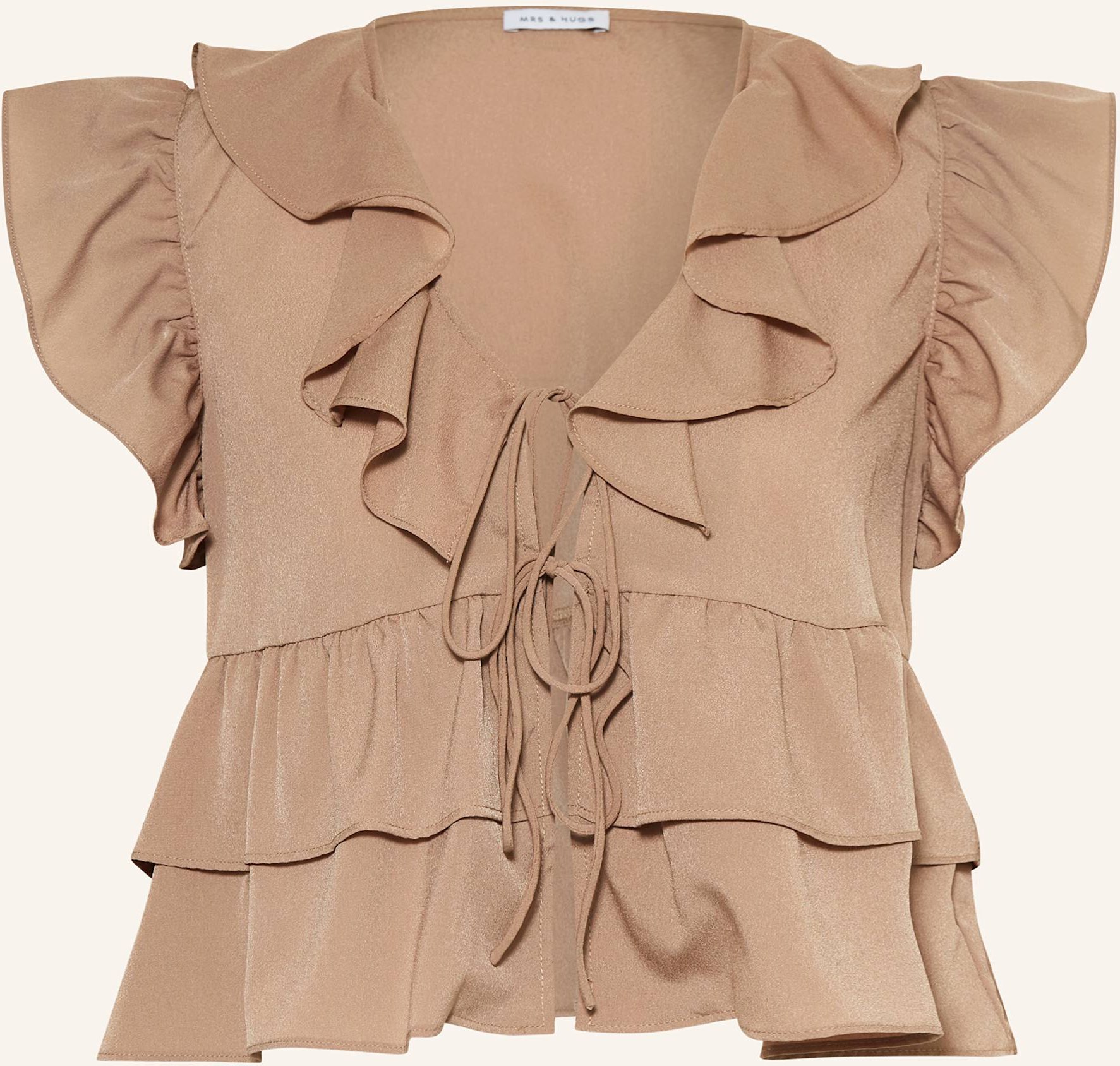 Mrs & Hugs Bluse Mit Volants beige