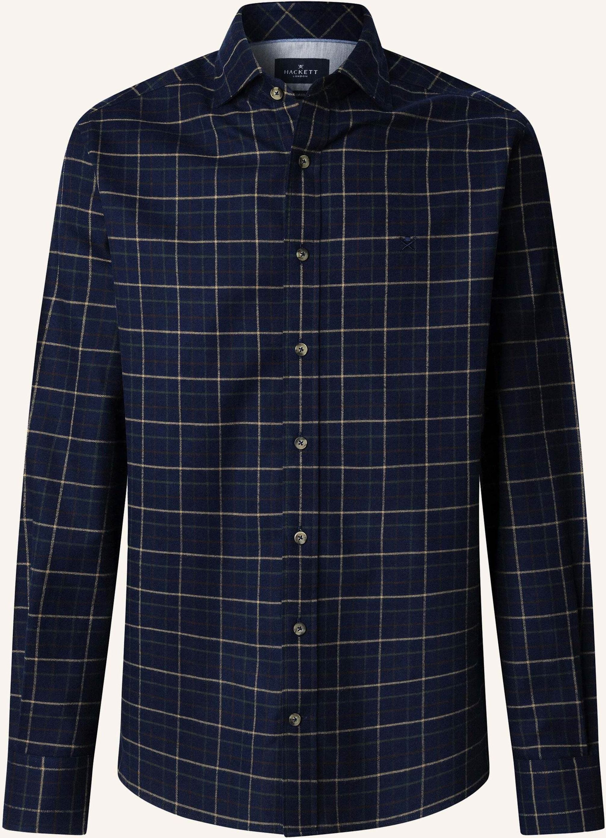 Hackett London Freizeithemd Navy Flan Tattersall blau