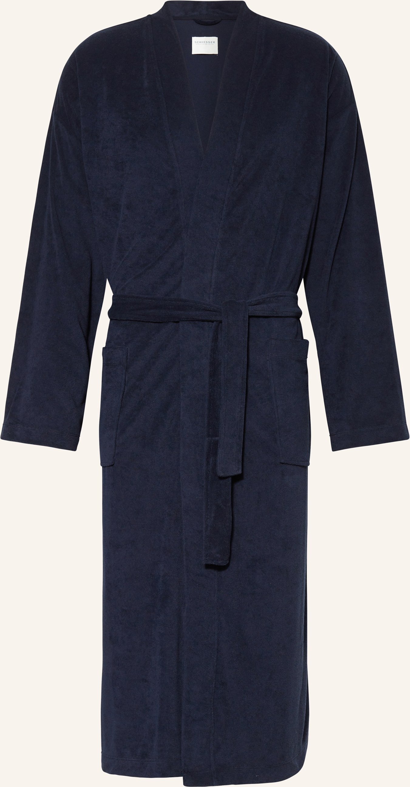 Schiesser Herren-Bademantel Feather Terry blau